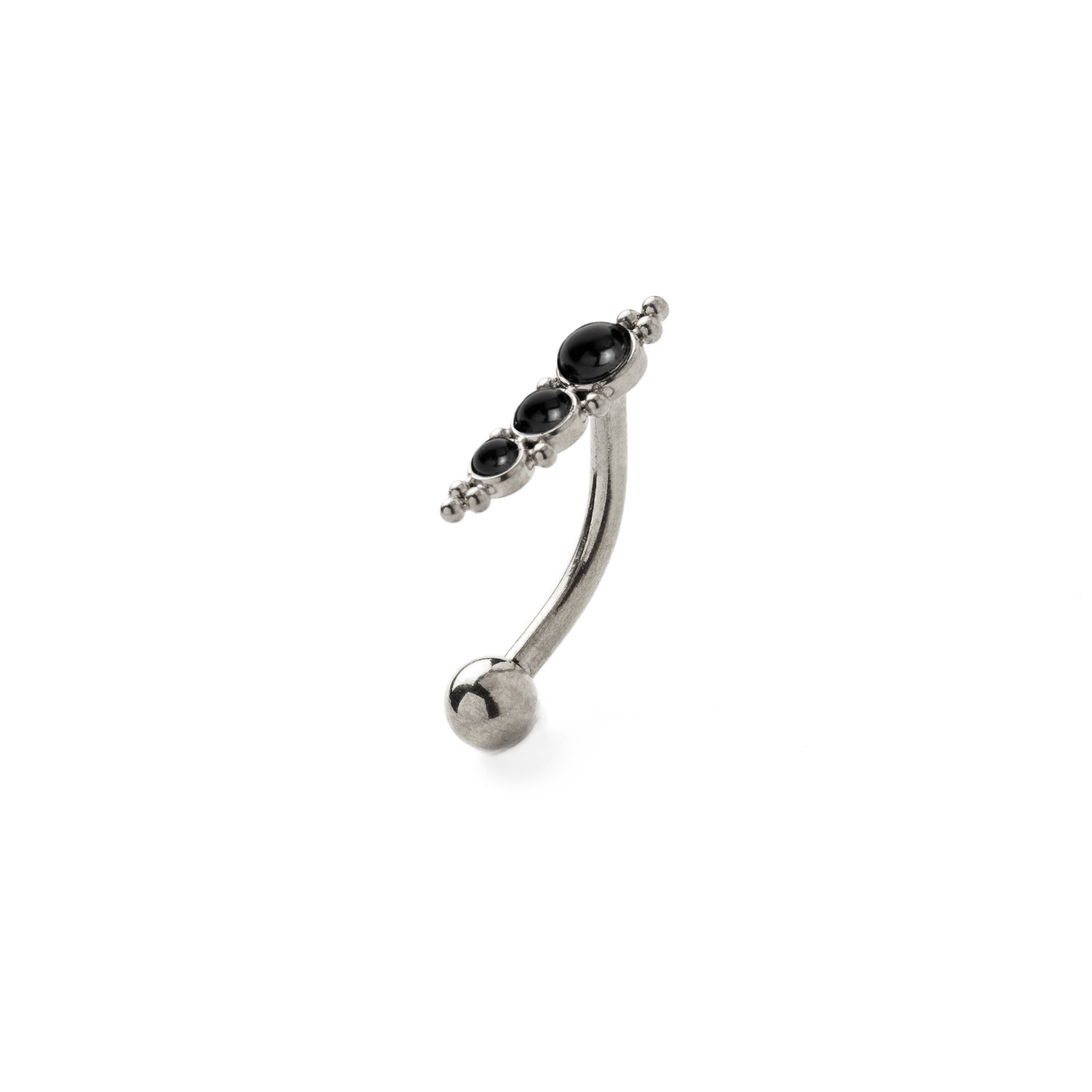 Deva Navel Piercing with Onyx left side view