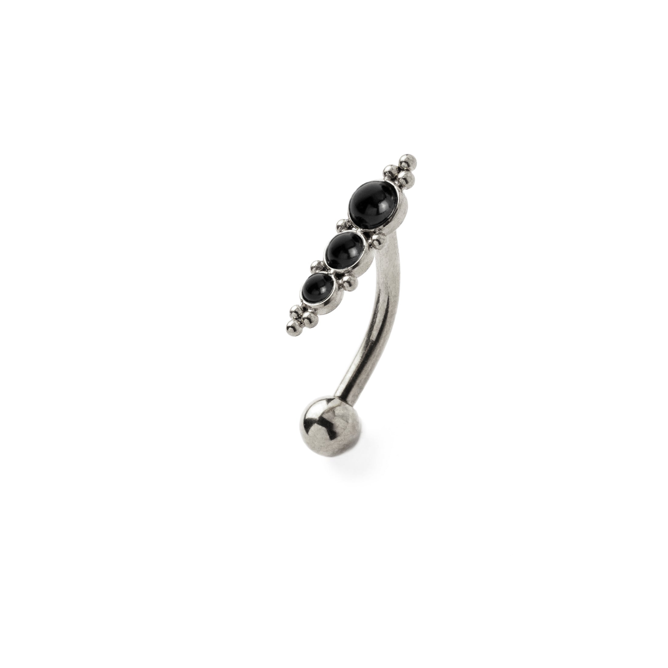 Deva Navel Piercing with Onyx left side view