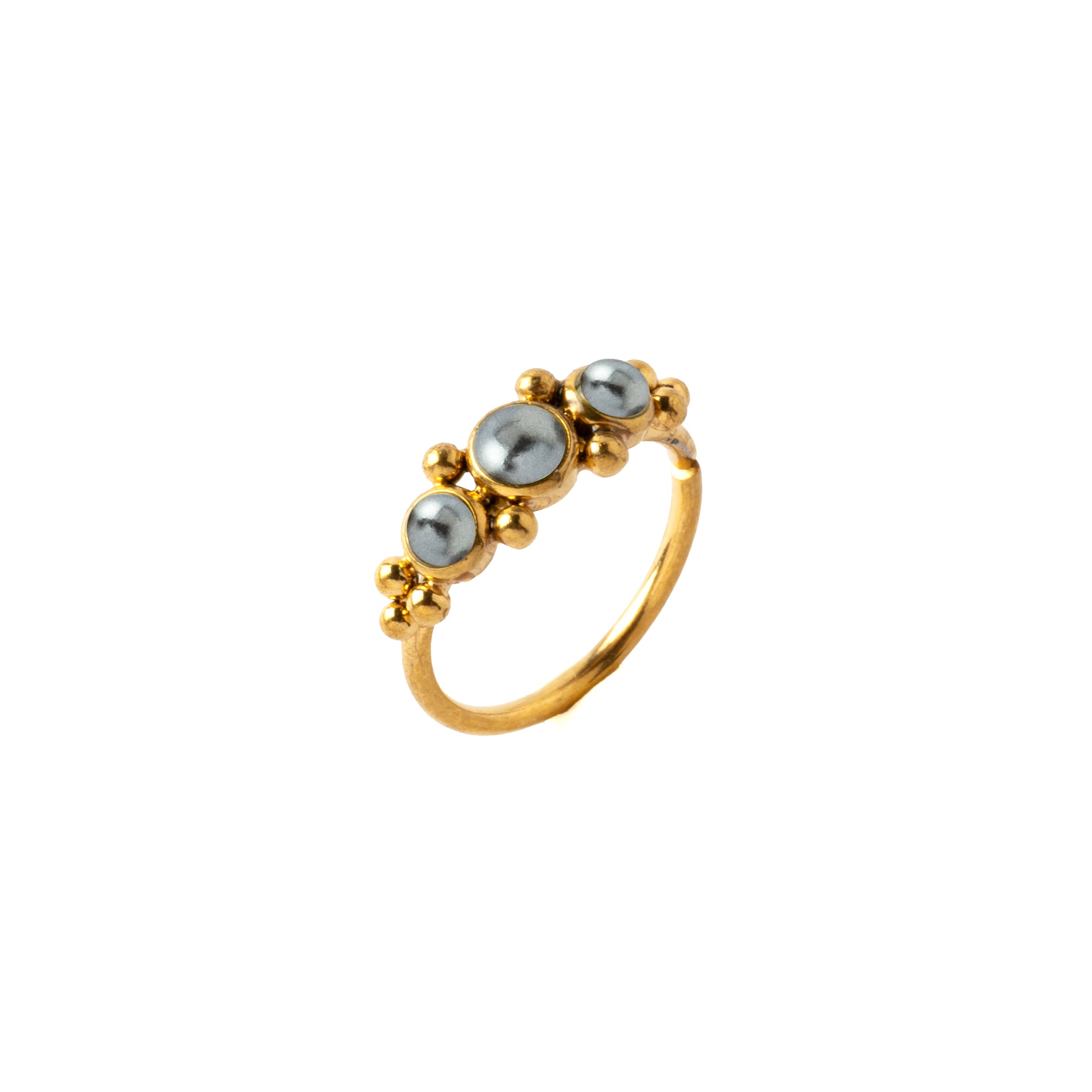 0.8mm (20g) Deva Golden Nose Ring with Pearls right side view