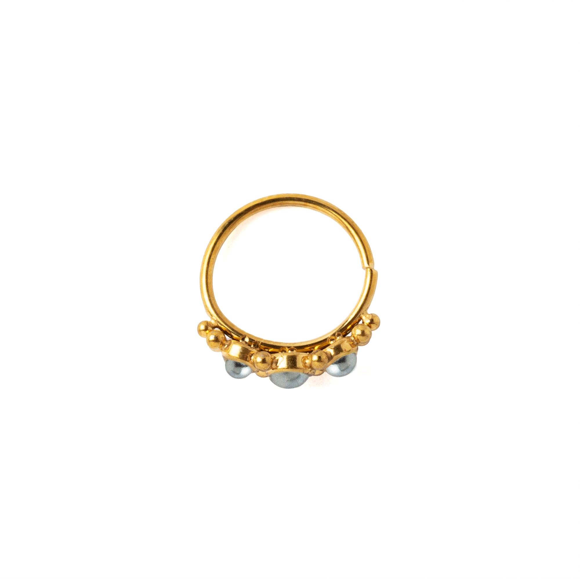 0.8mm (20g) Deva Golden Nose Ring with Pearls