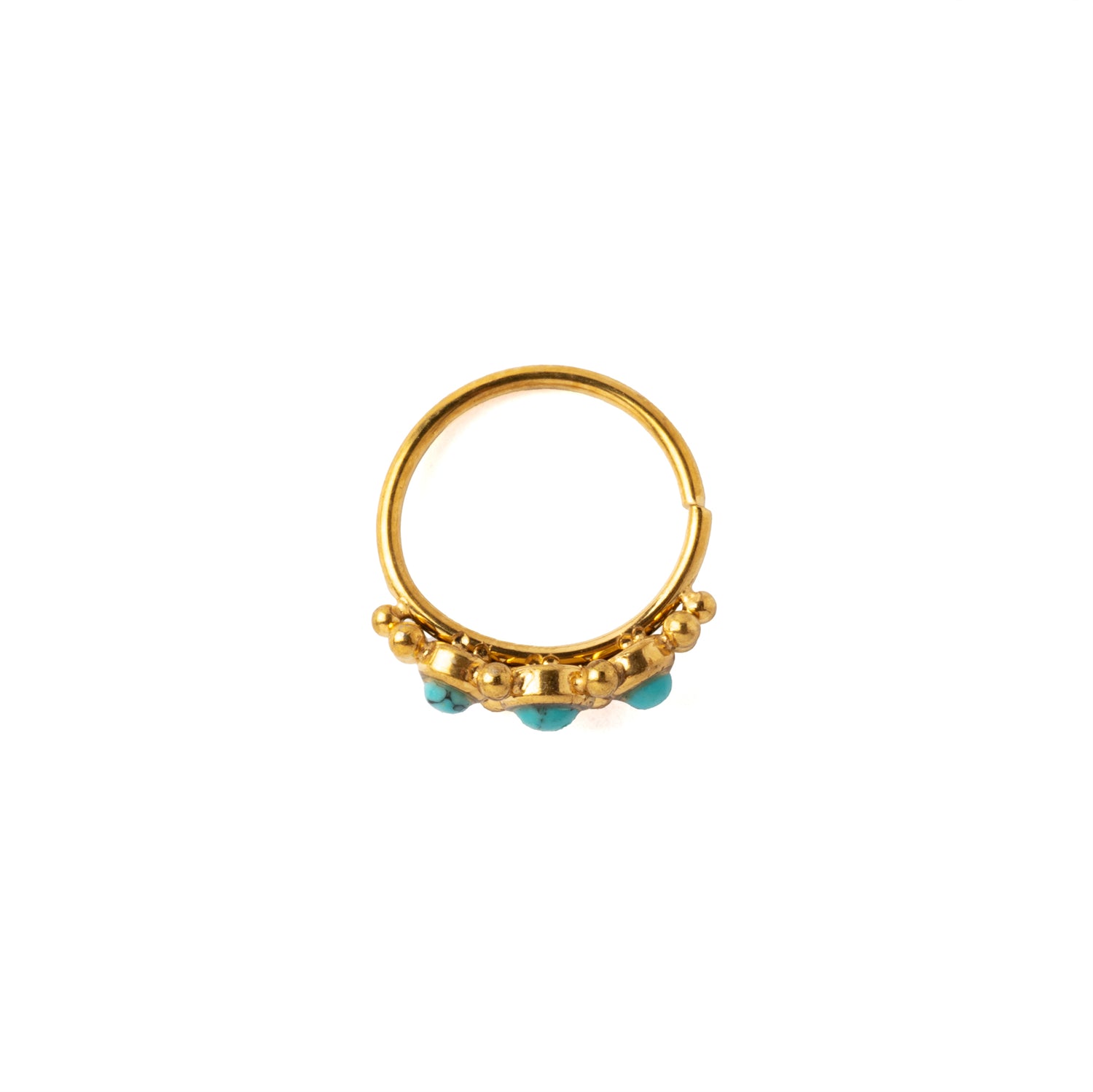 0.8mm (20g) Deva Golden Nose Ring with Turquoise