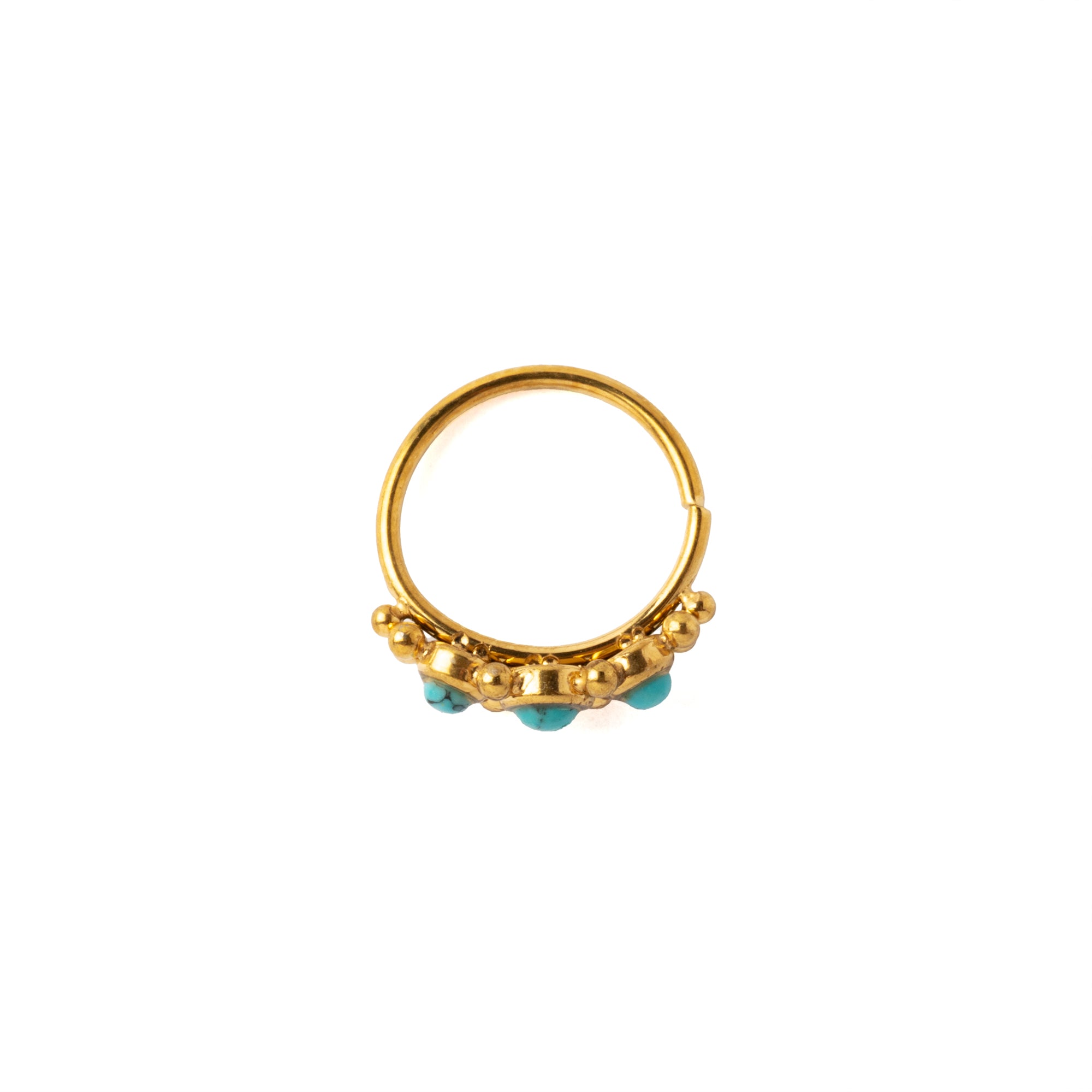 0.8mm (20g) Deva Golden Nose Ring with Turquoise