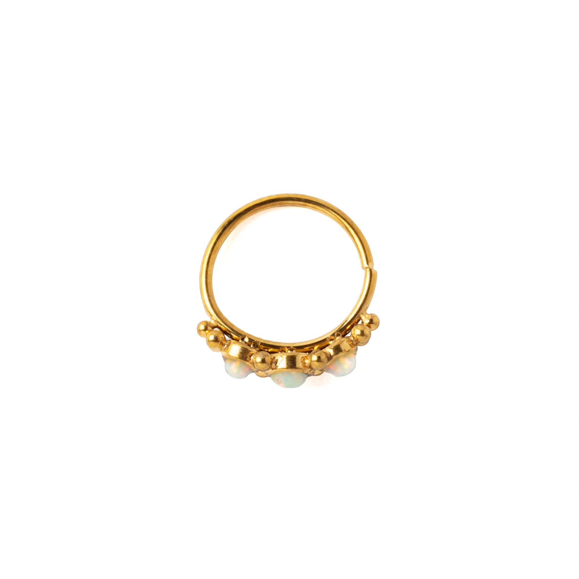 0.8mm (20g) Deva Golden Nose Ring with Opals
