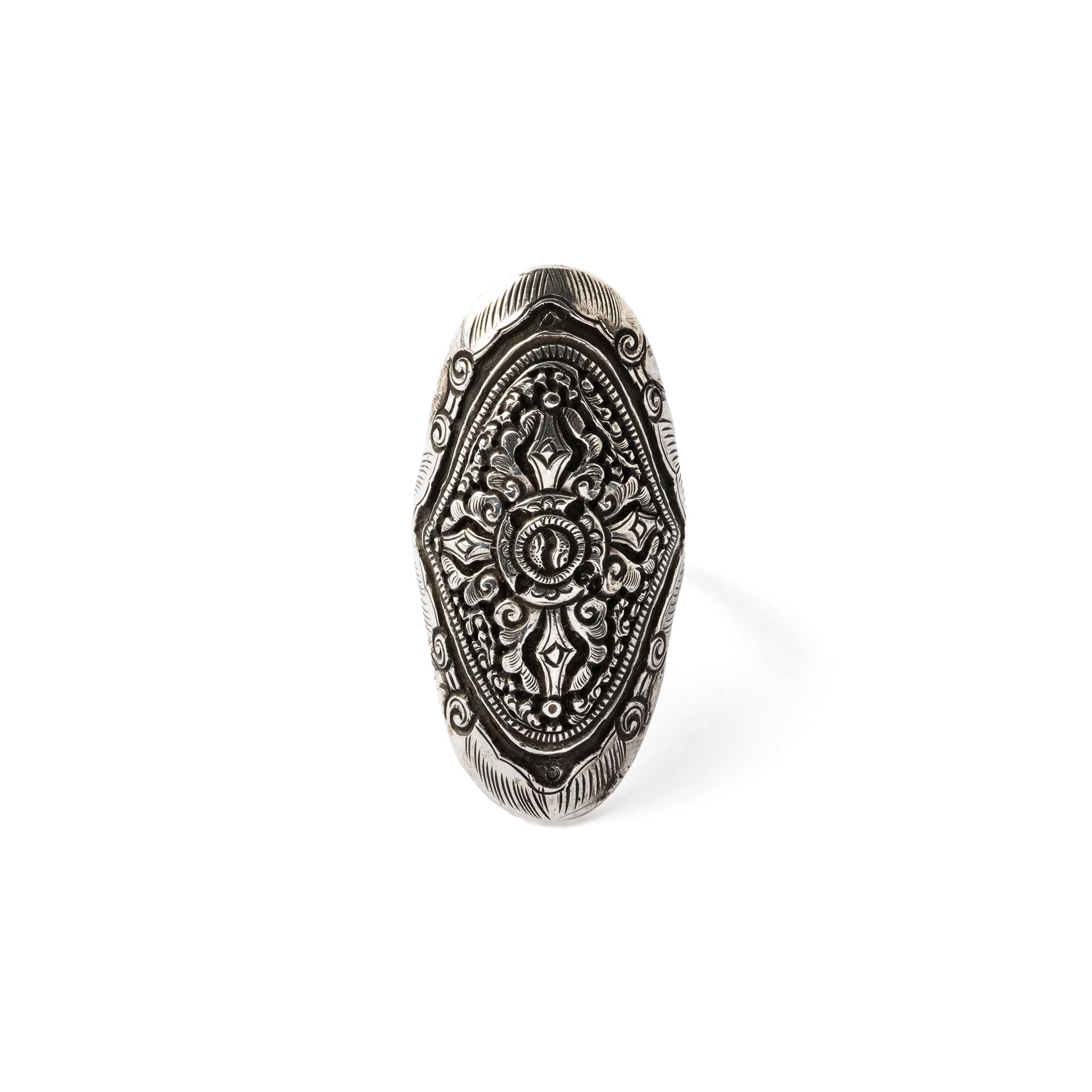 Dhorji Long Silver Ring