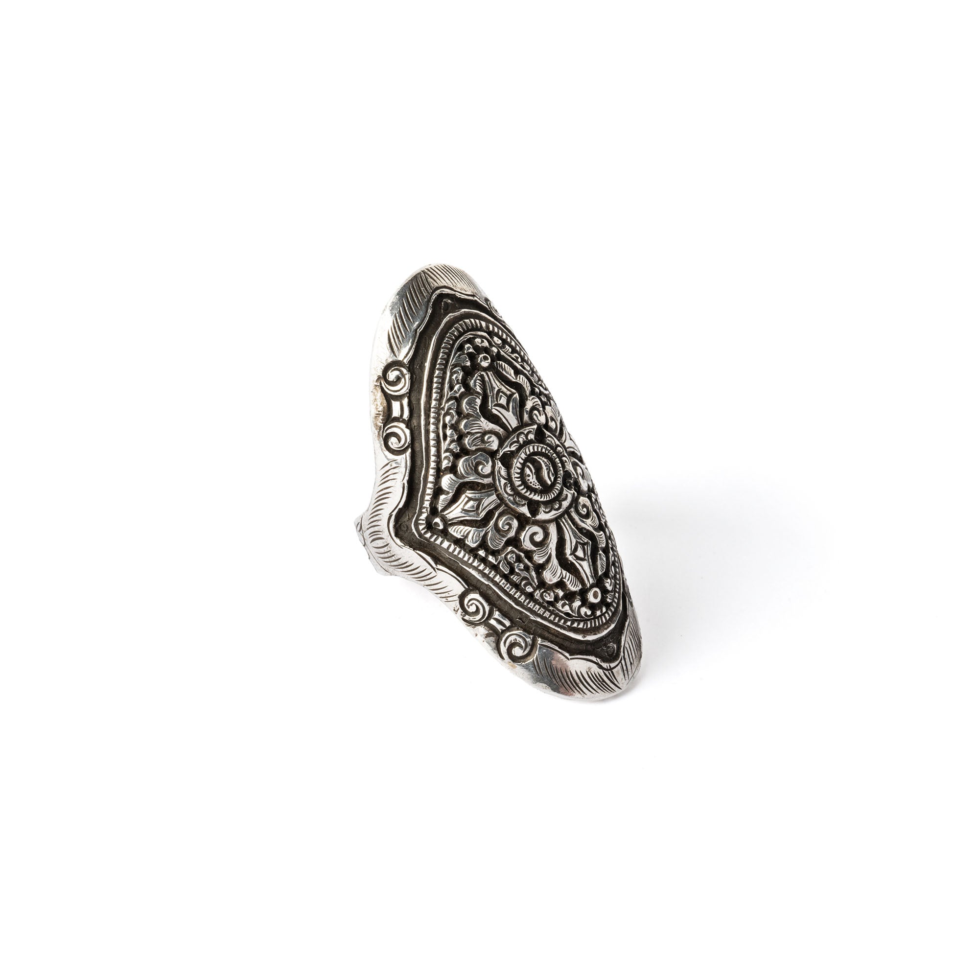 Dhorji Long Silver Ring