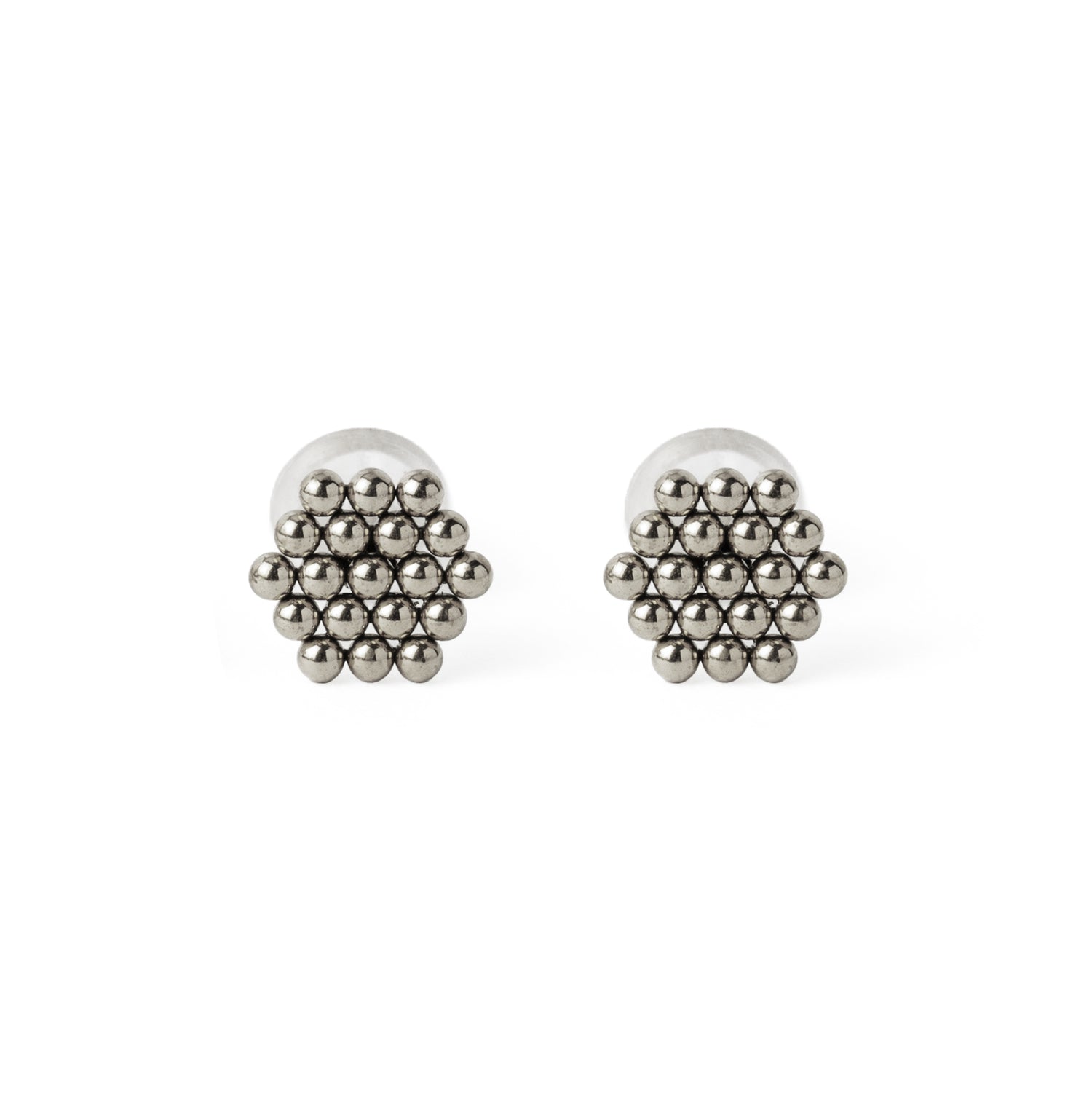 Dotted Hexagon Ear Studs frontal view