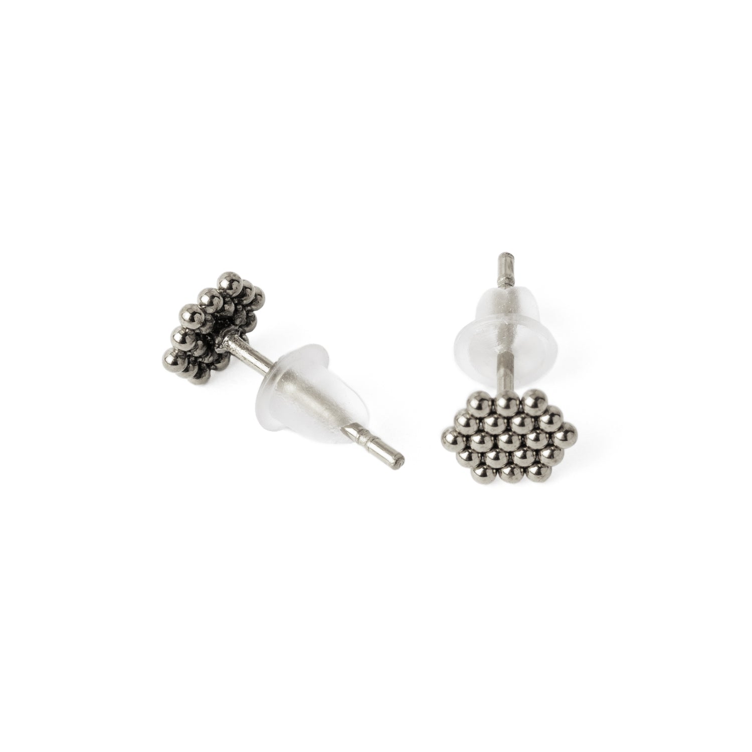 Dotted Hexagon Ear Studs front and back view