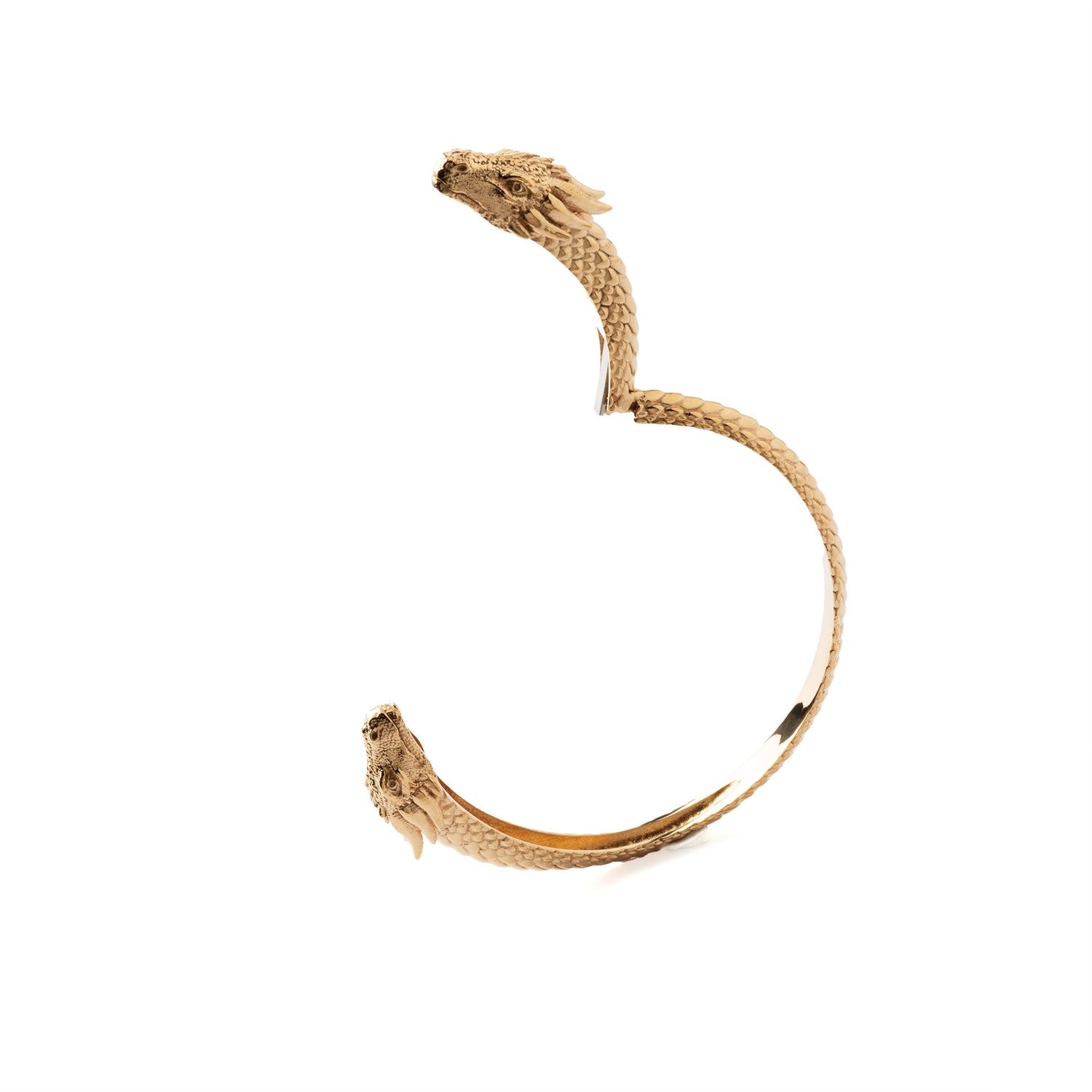 Golden bronze Dragon Cuff Bracelet open mode view