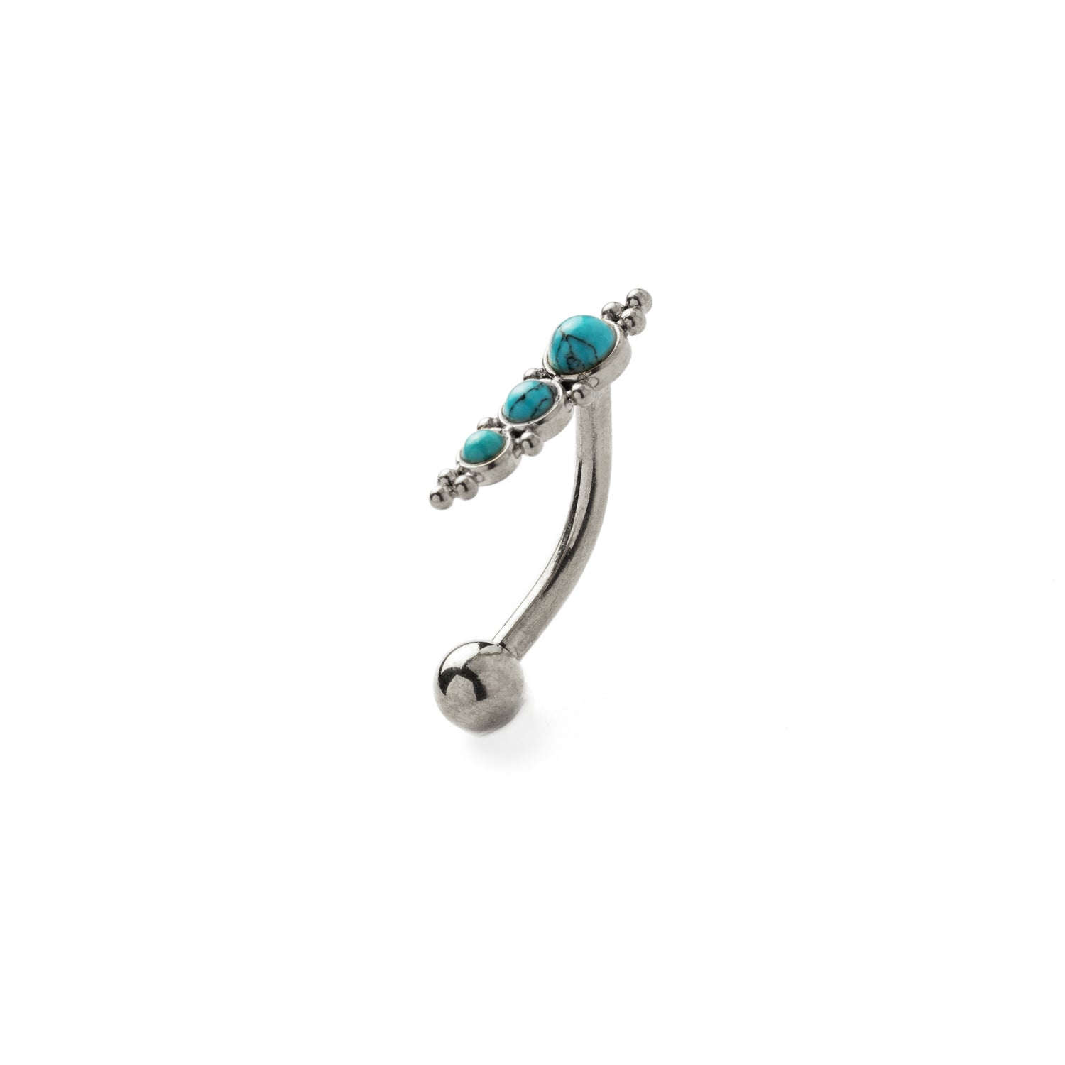 Floating Navel Piercing with Turquoise right side view