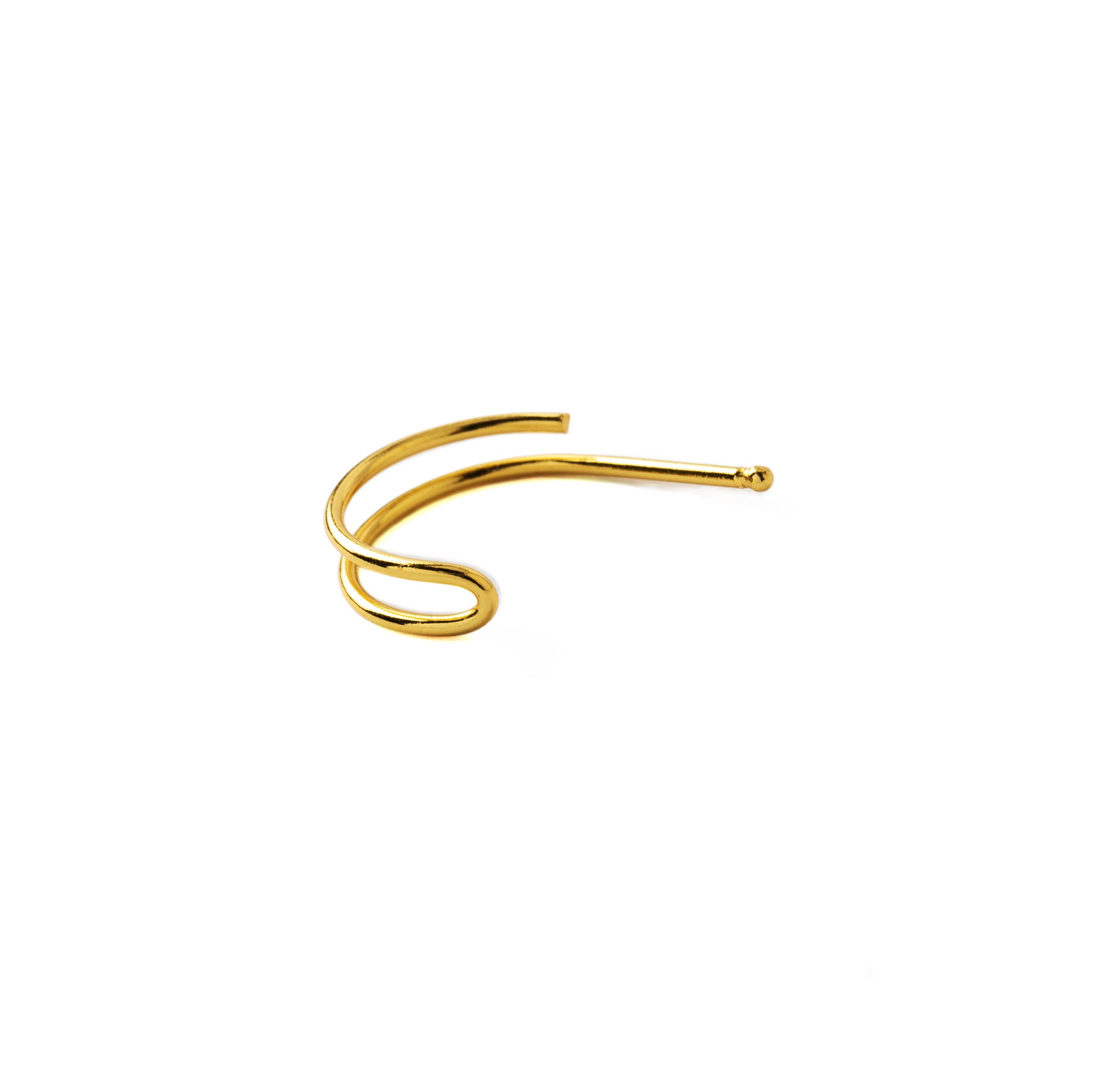 Gold Double Ring Nose Post right side view