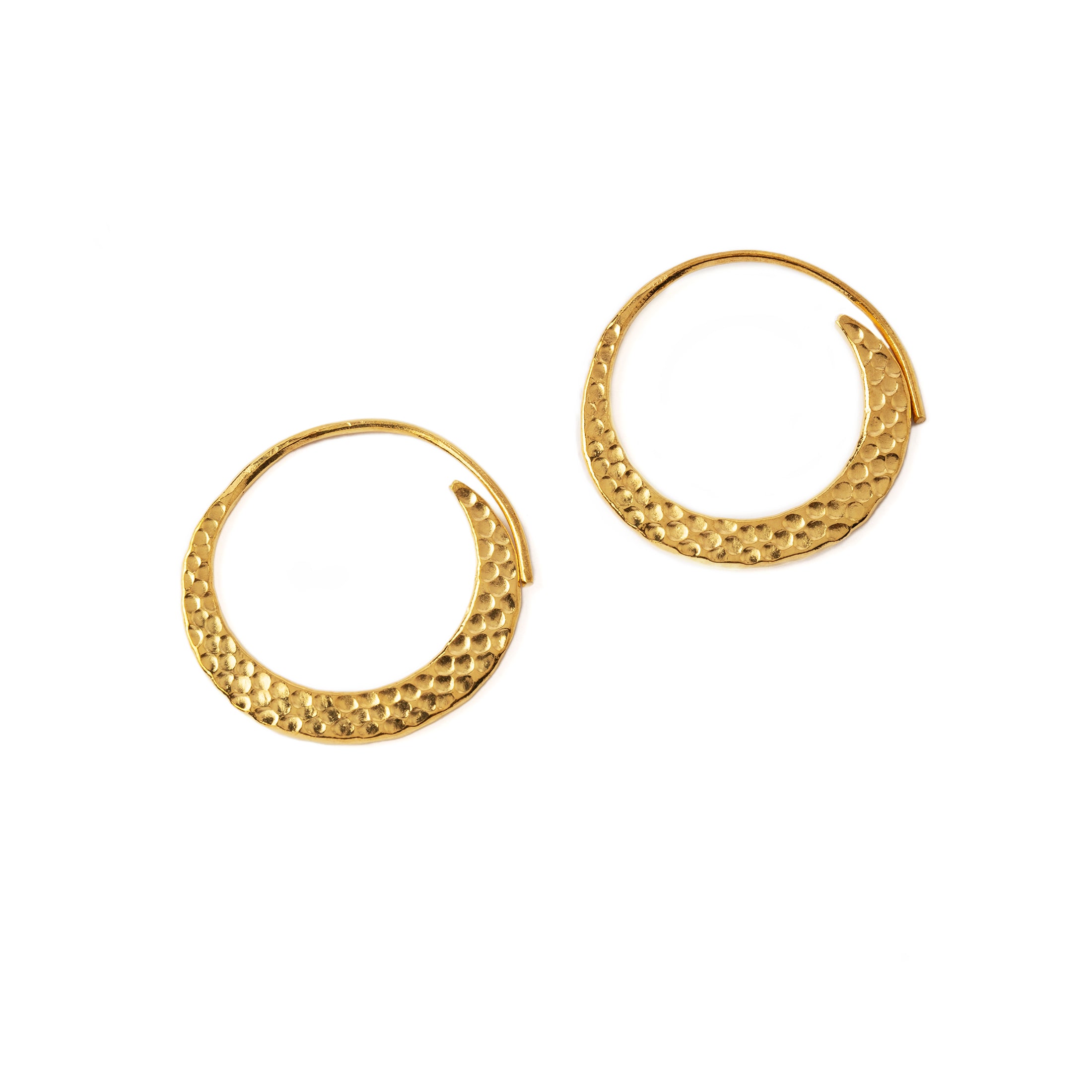 Gold Hammered Hoop Earrings frontal view