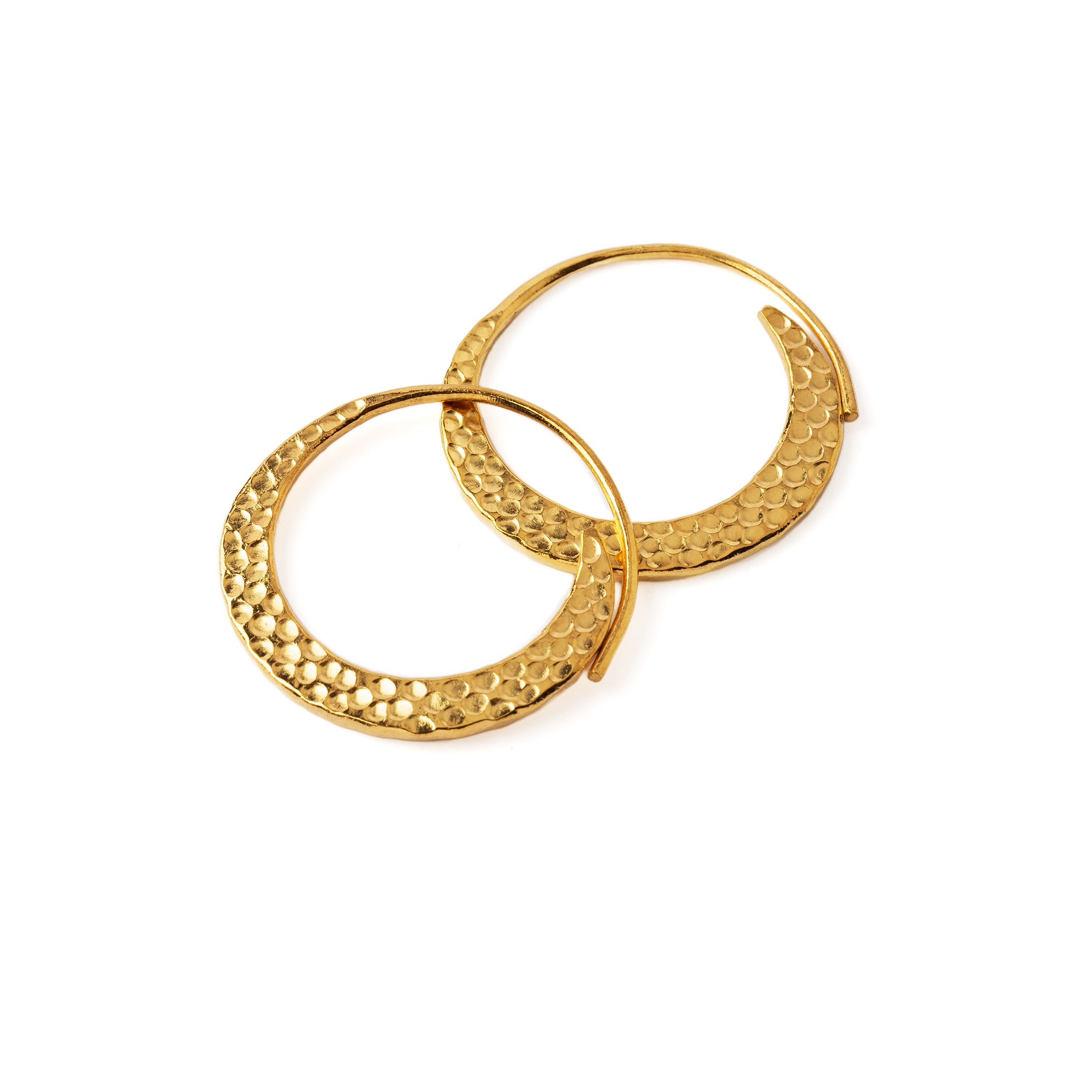 Gold Hammered Hoop Earrings frontal view