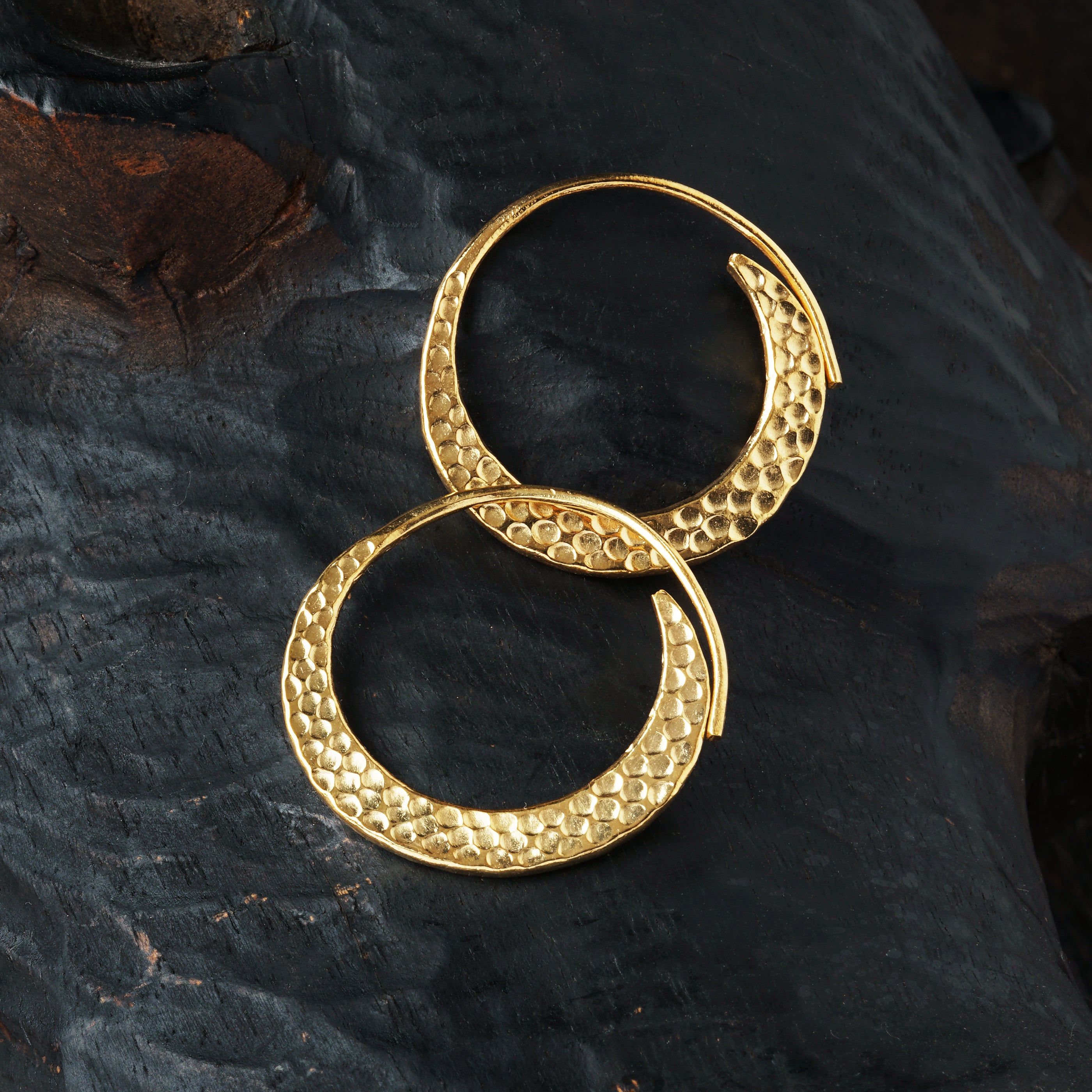 Gold Hammered Hoop Earrings