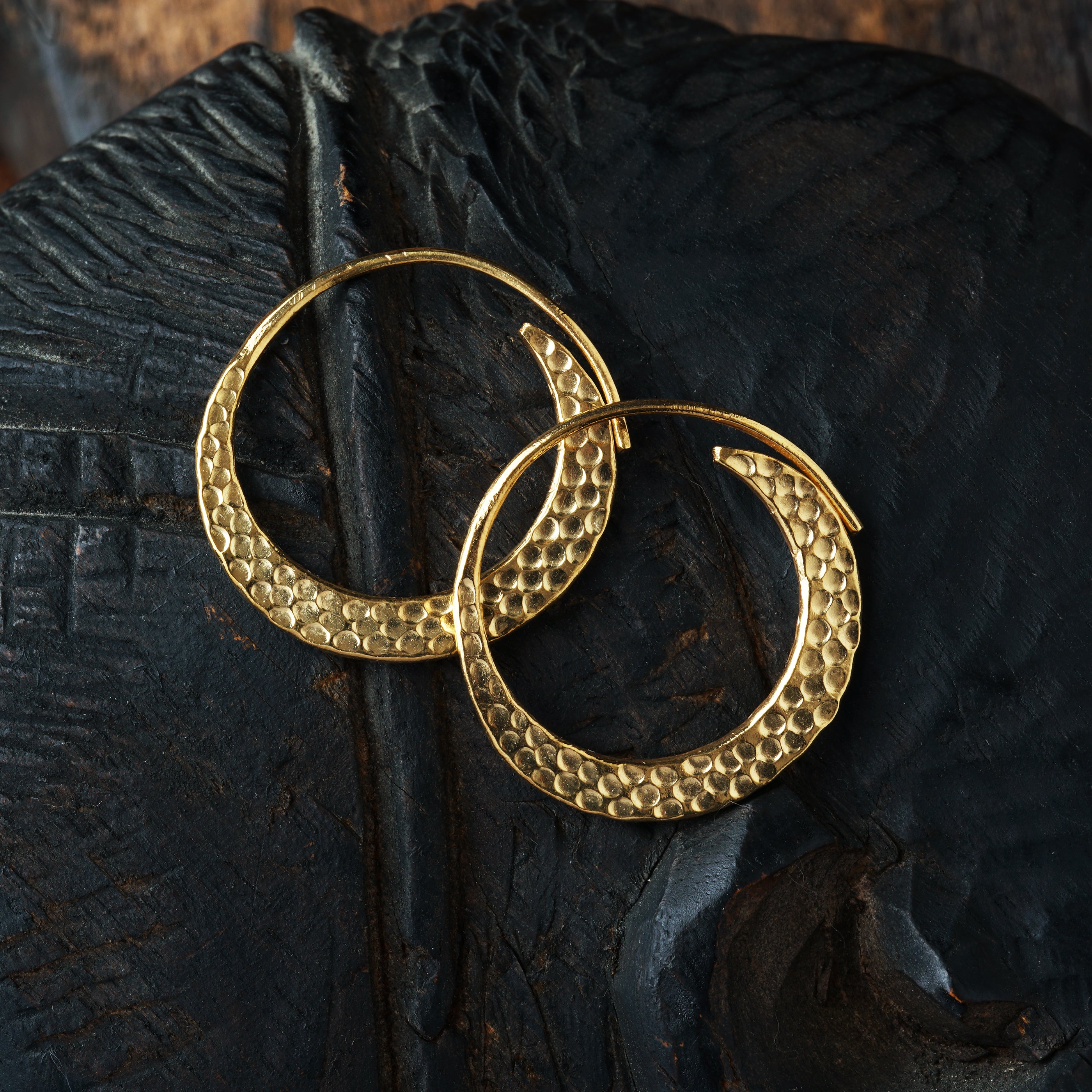 Gold Hammered Hoop Earrings