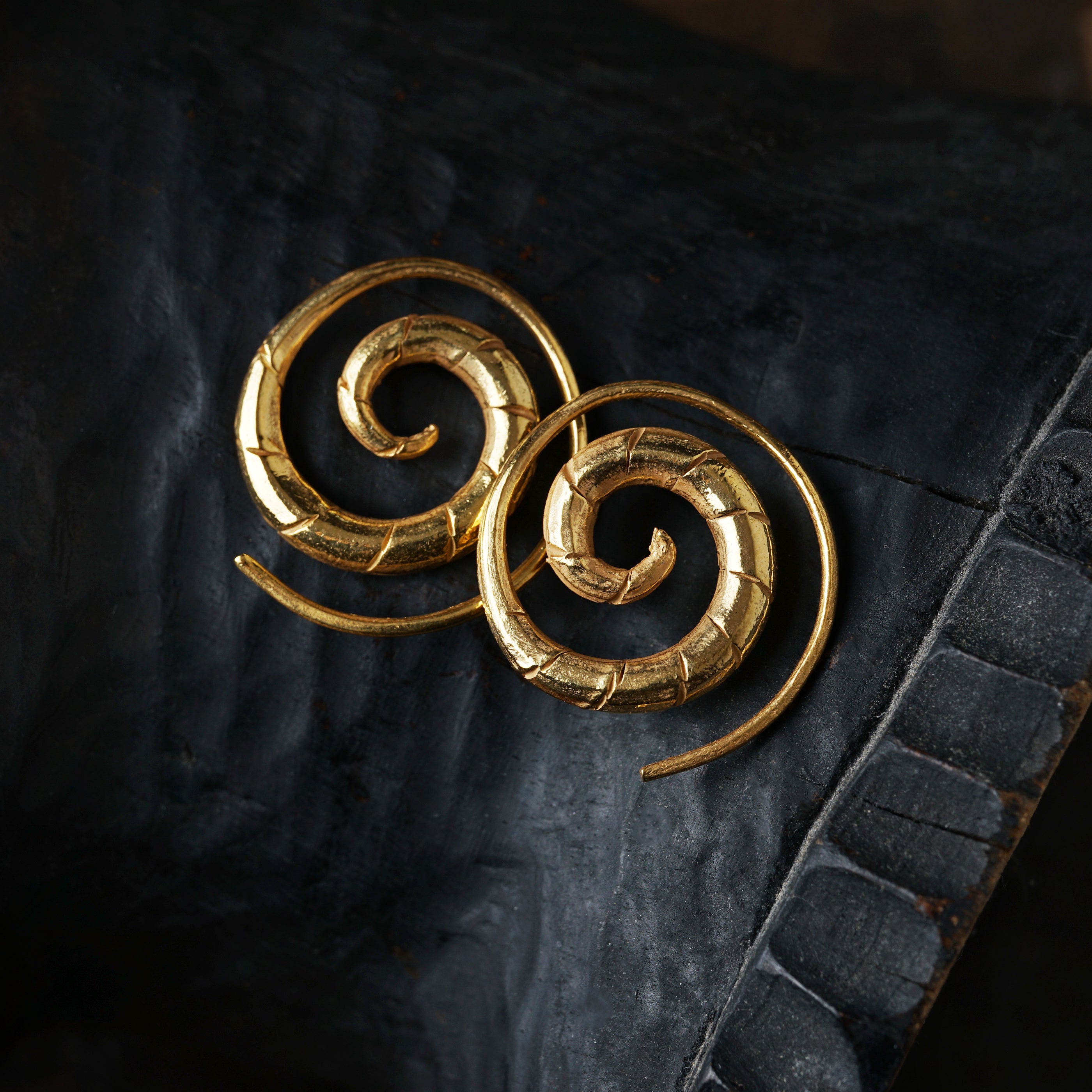 Gold Spiral Swirl Earrings