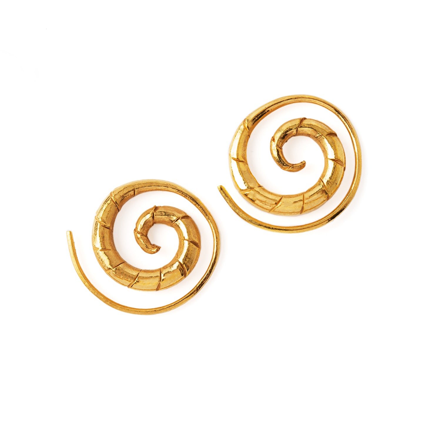 Gold Spiral Swirl Earrings frontal view