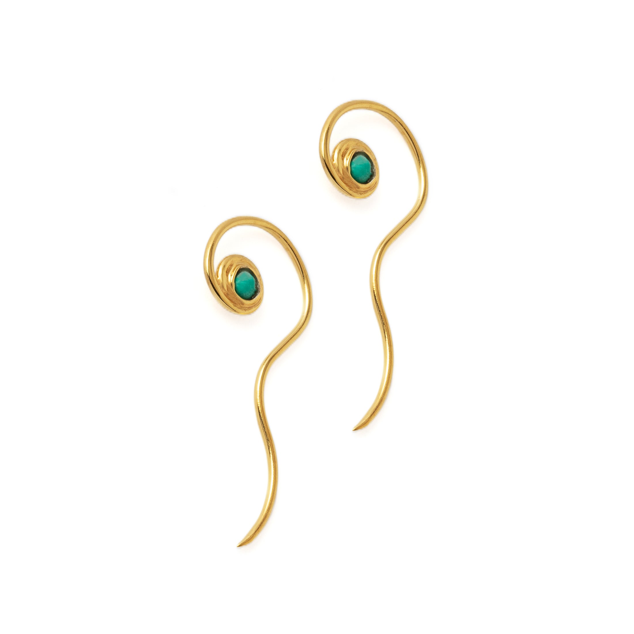 Gold & Turquoise Wailuku Earrings right side view