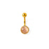 Gold surgical steel Belly Bar with Rose Cat Eye frontal view