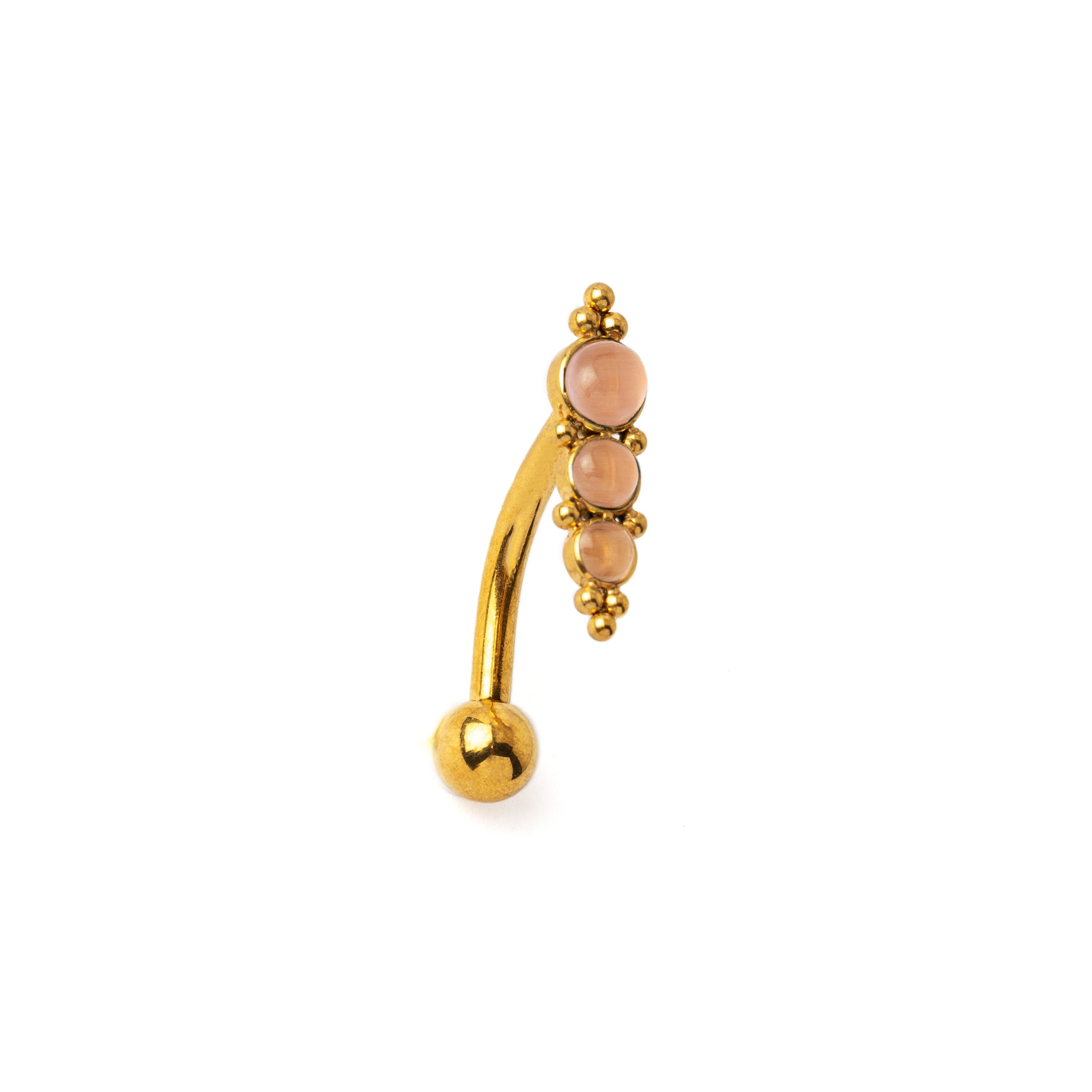 Deva Golden Navel Piercing with Cat Eye right side view