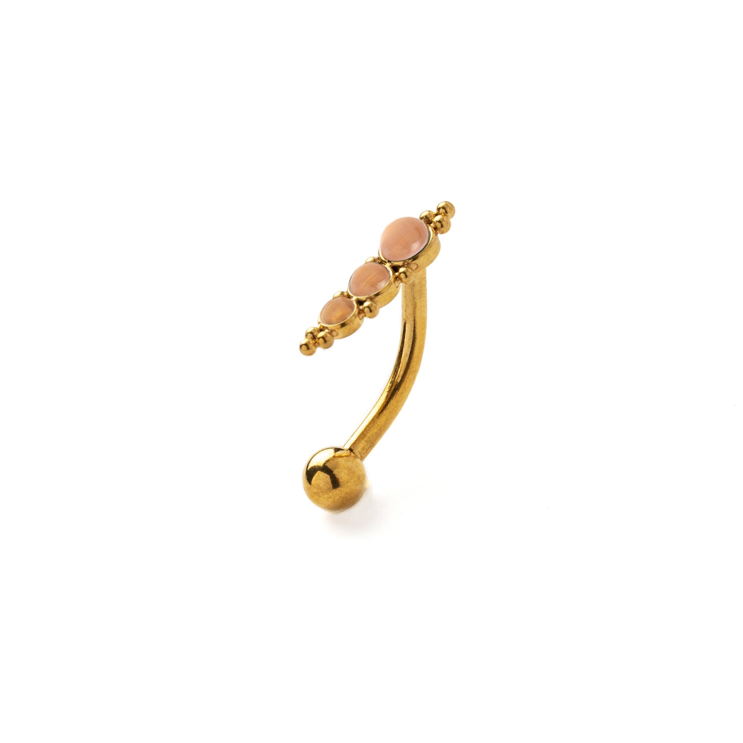 Deva Golden Navel Piercing with Cat Eye left side view