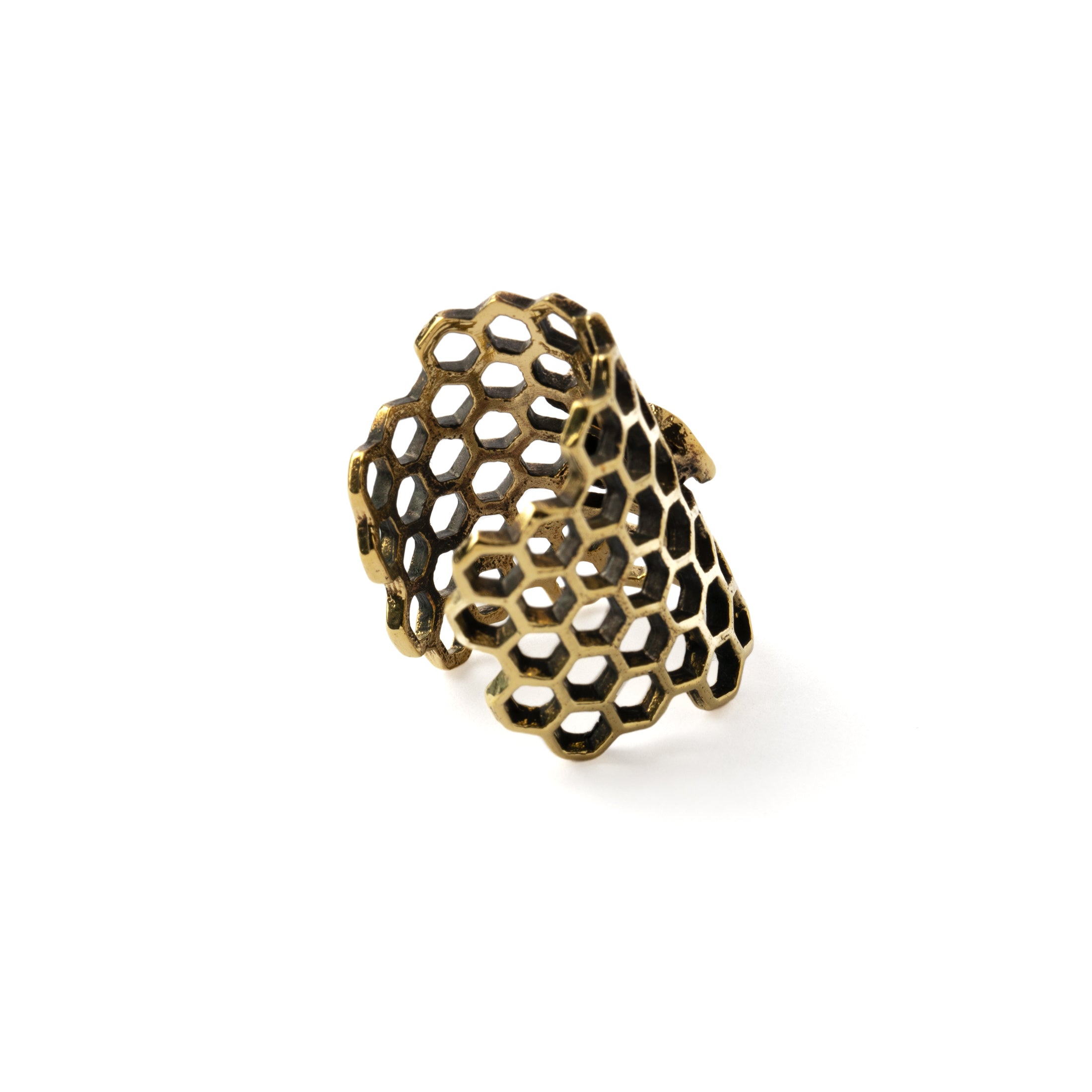 Golden Honeycomb Ear Cuff back side view