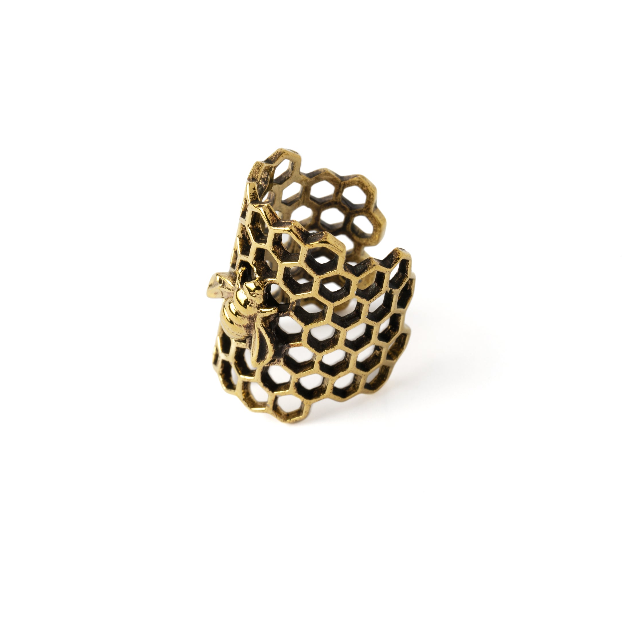 Golden Honeycomb Ear Cuff left side view