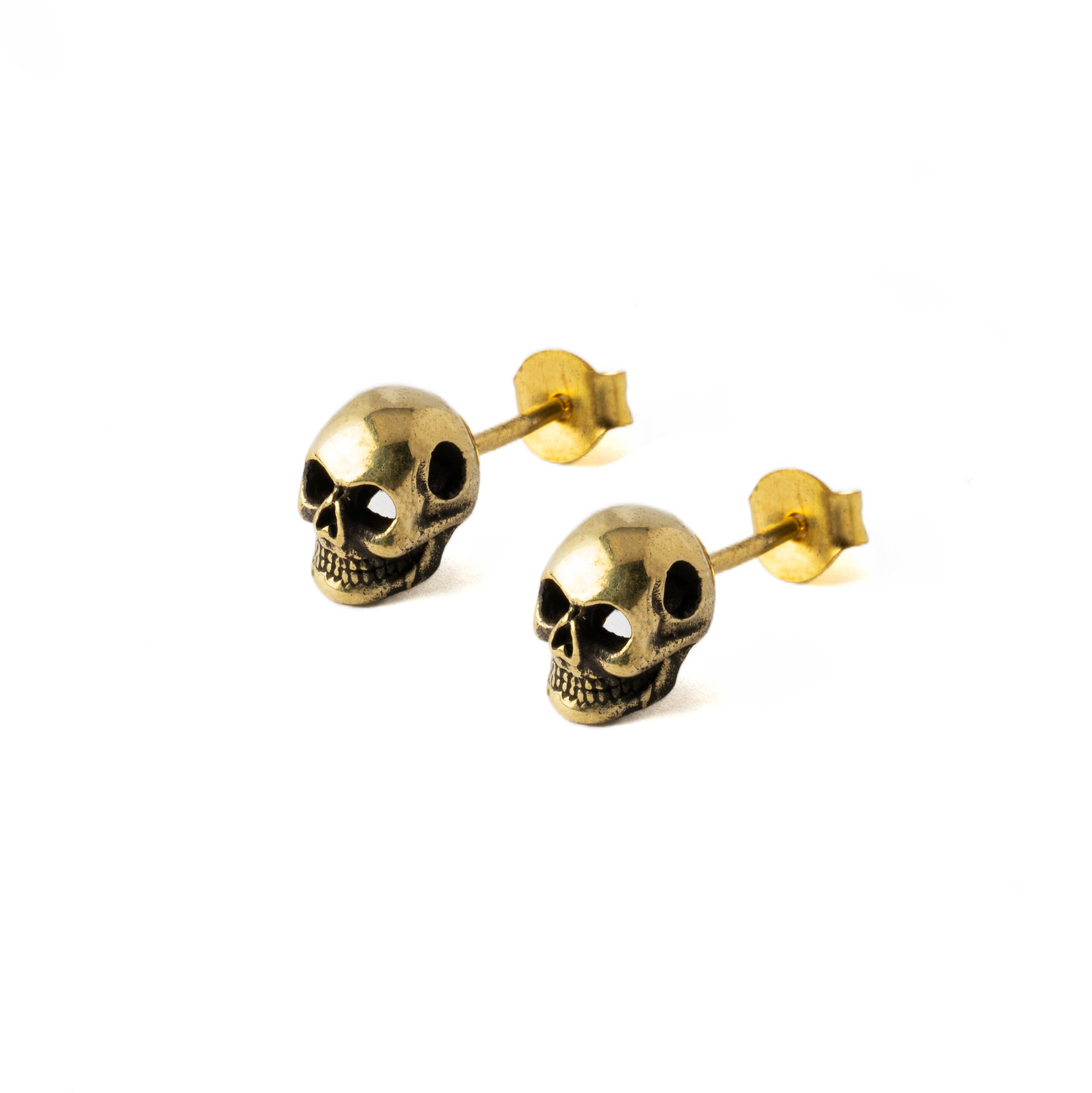 Golden Skull Stud Earrings right side view