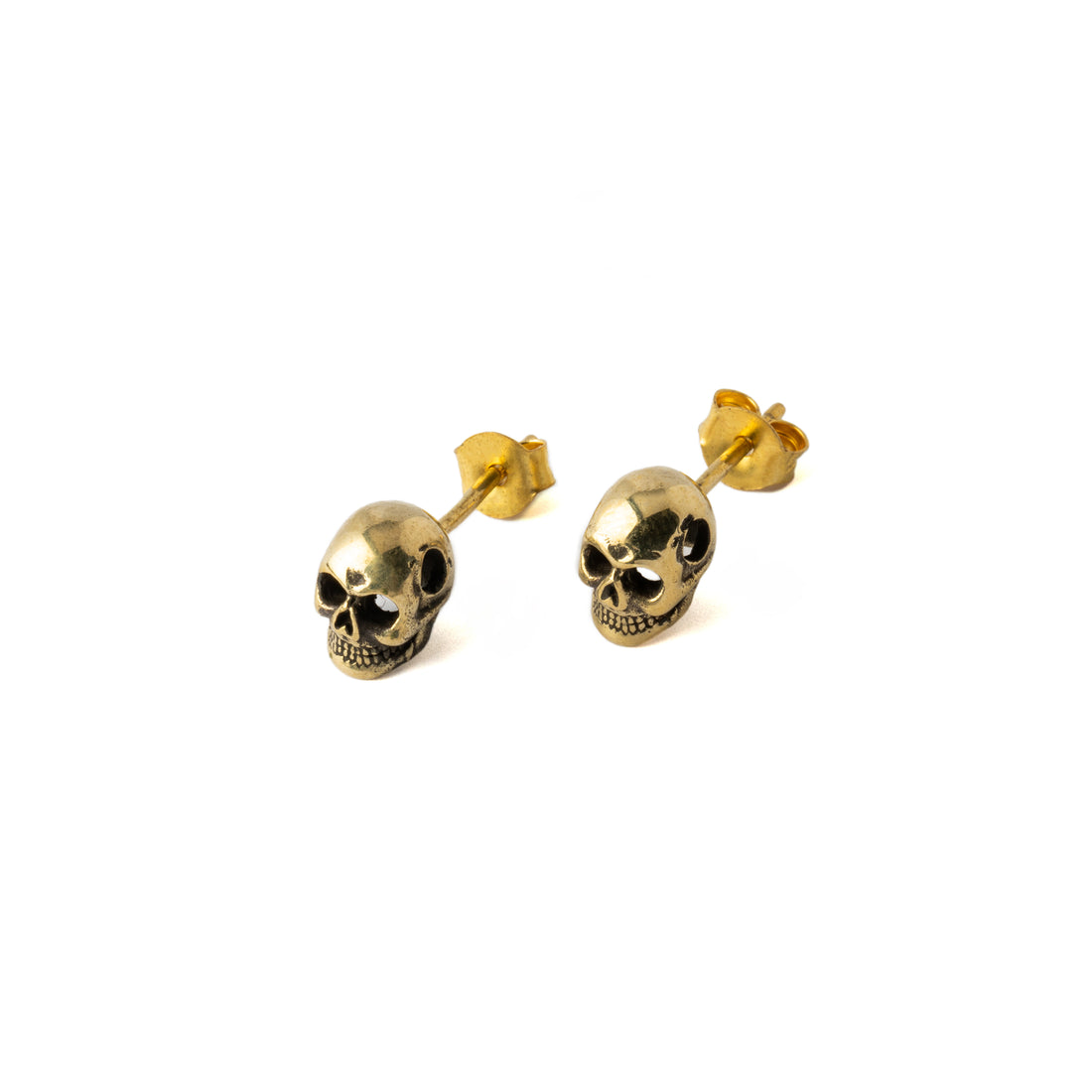 Golden Skull Stud Earrings right side view