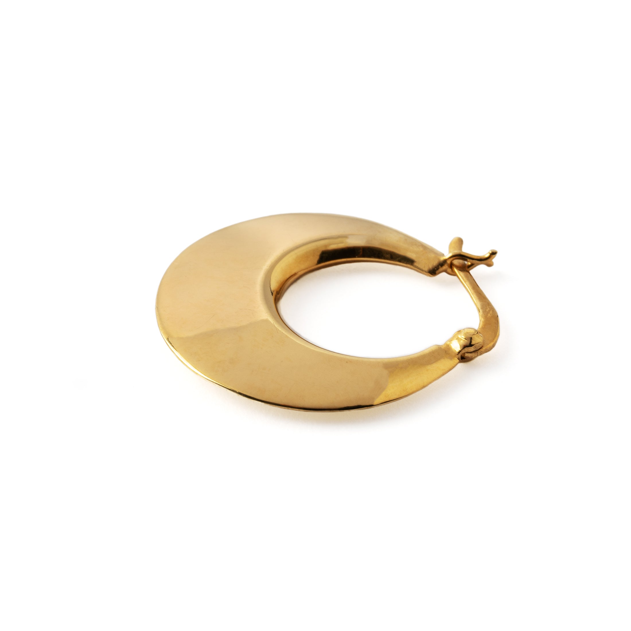 Gold Flat Crescent Hoops side view