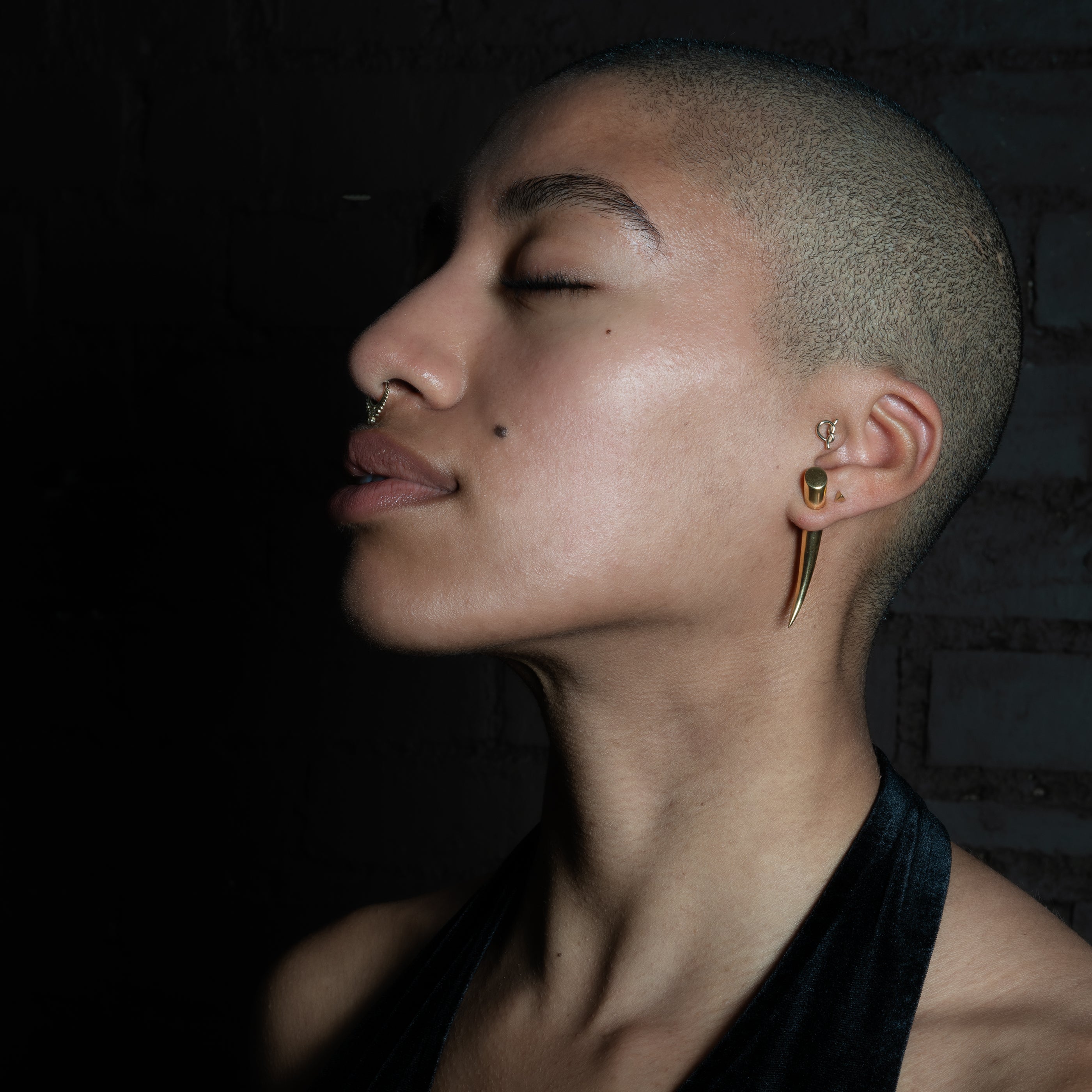 model wearing Camden Gold Spike