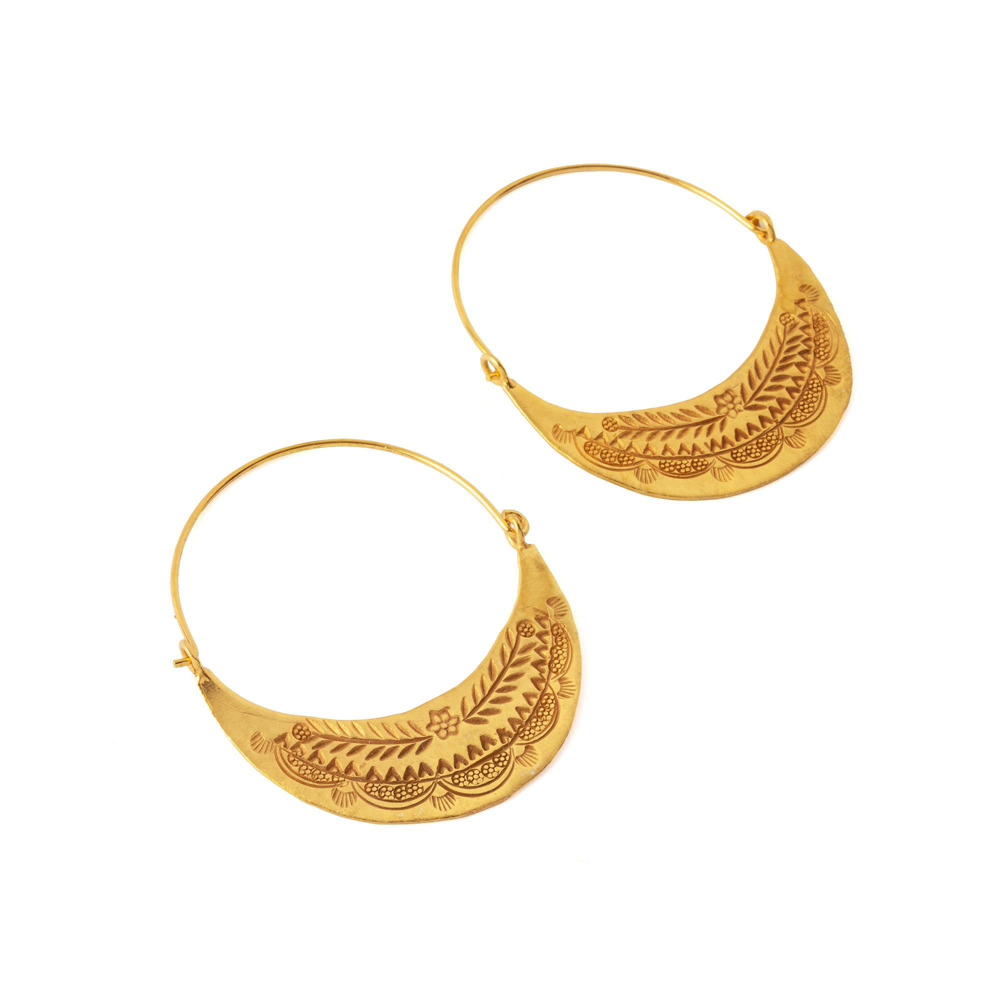 Half Moon Gold Earrings left side view