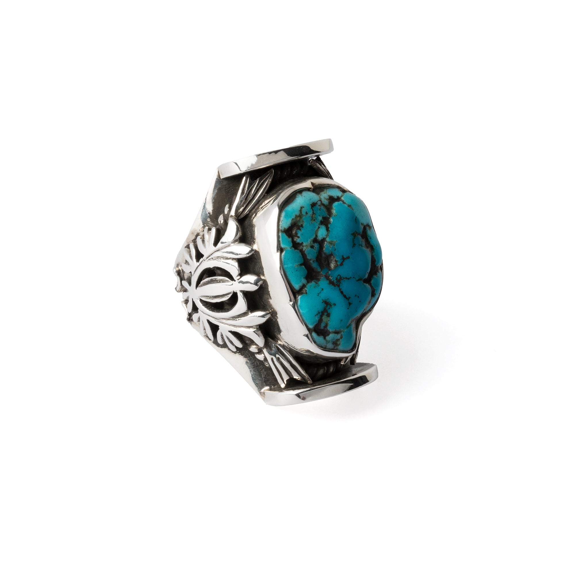 Hallmarked Silver Saddle Ring with Turquoise