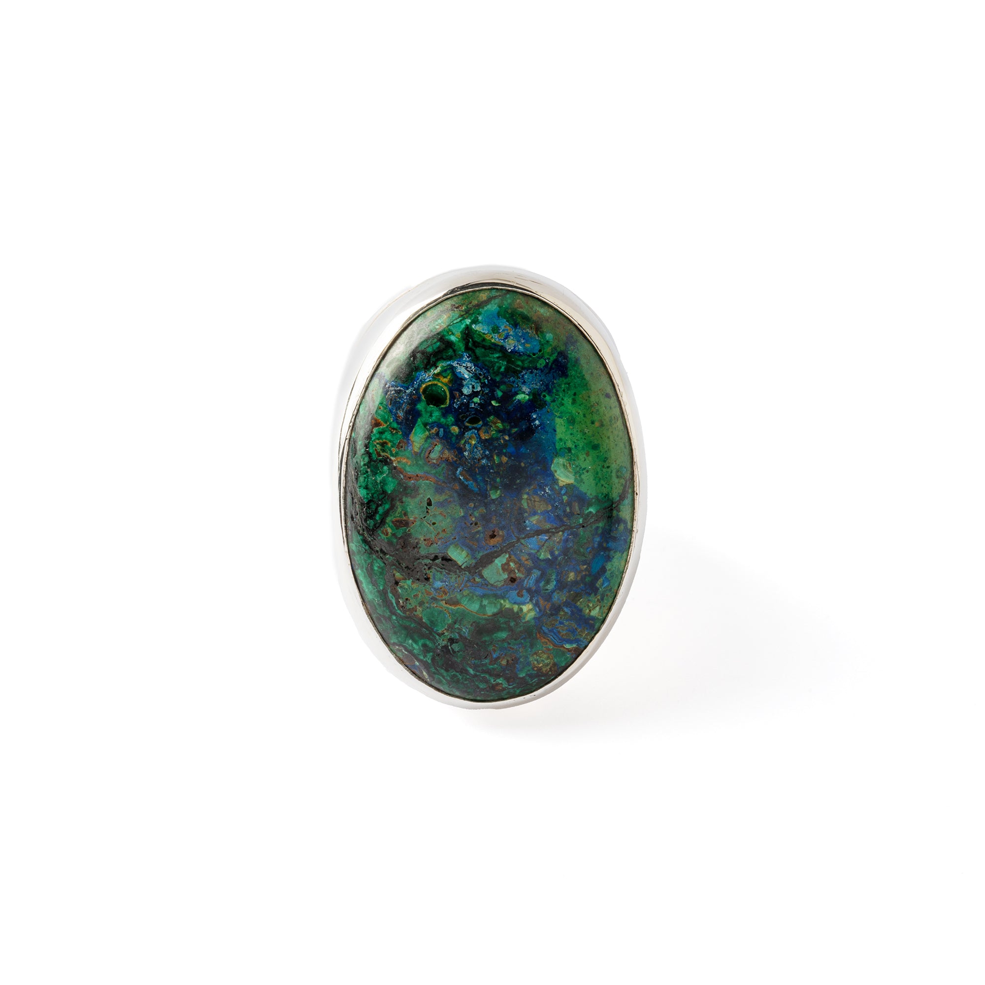 Hallmarked Silver Ring with Chrysocolla