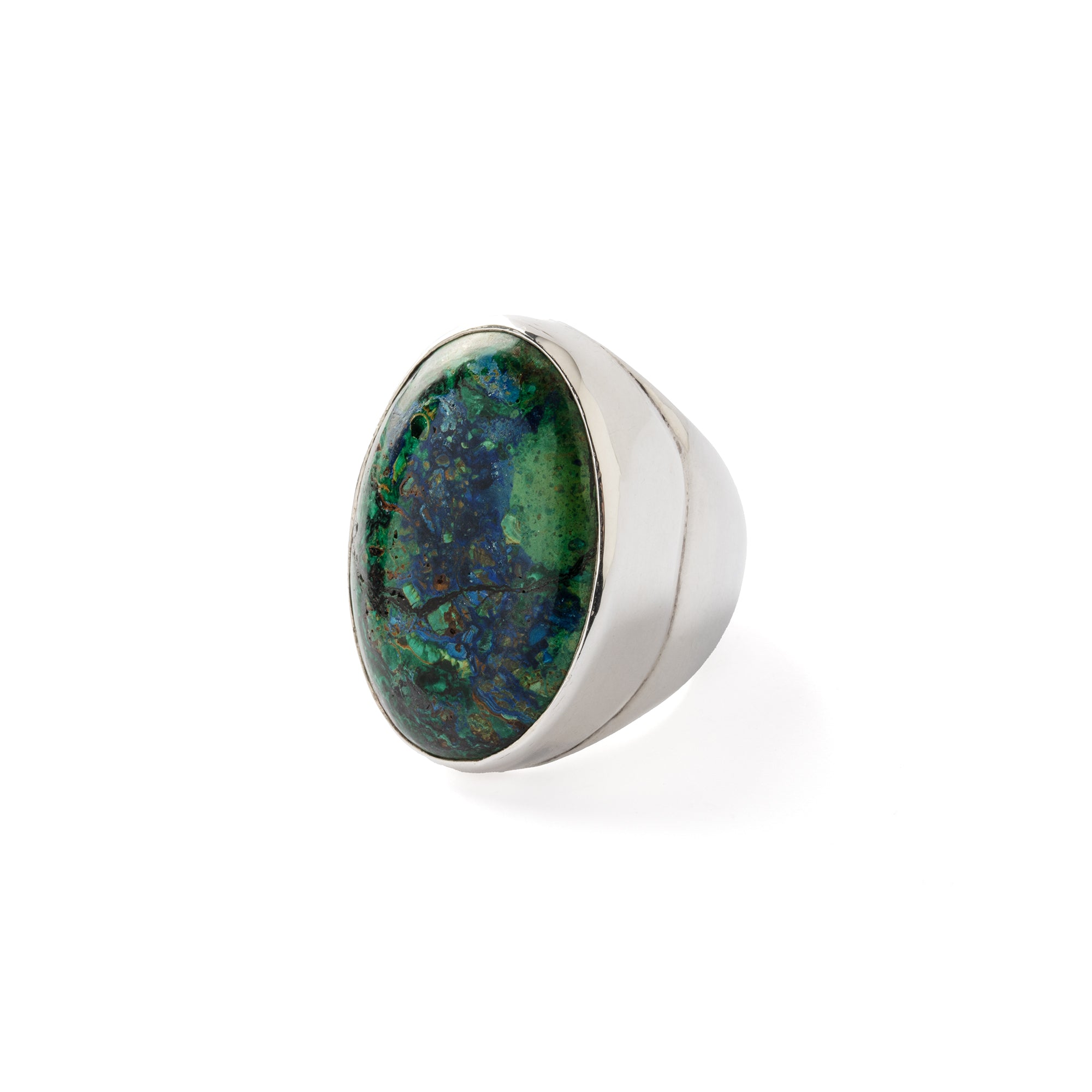 Hallmarked Silver Ring with Chrysocolla
