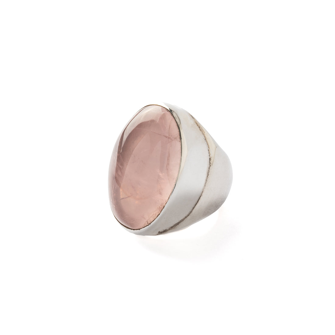 Hallmarked Silver Ring with Rose Quartz