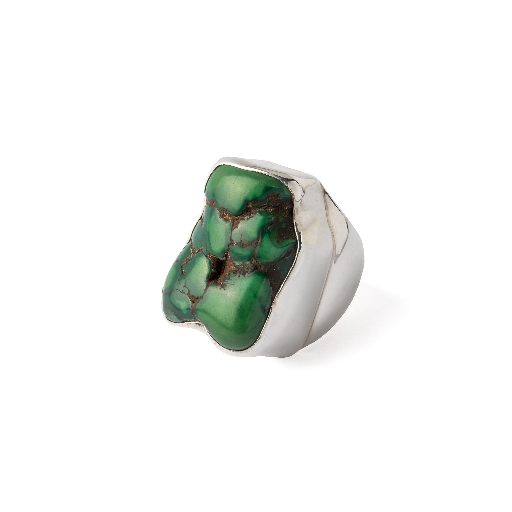 Hallmarked Silver Ring with Tibetan Turquoise