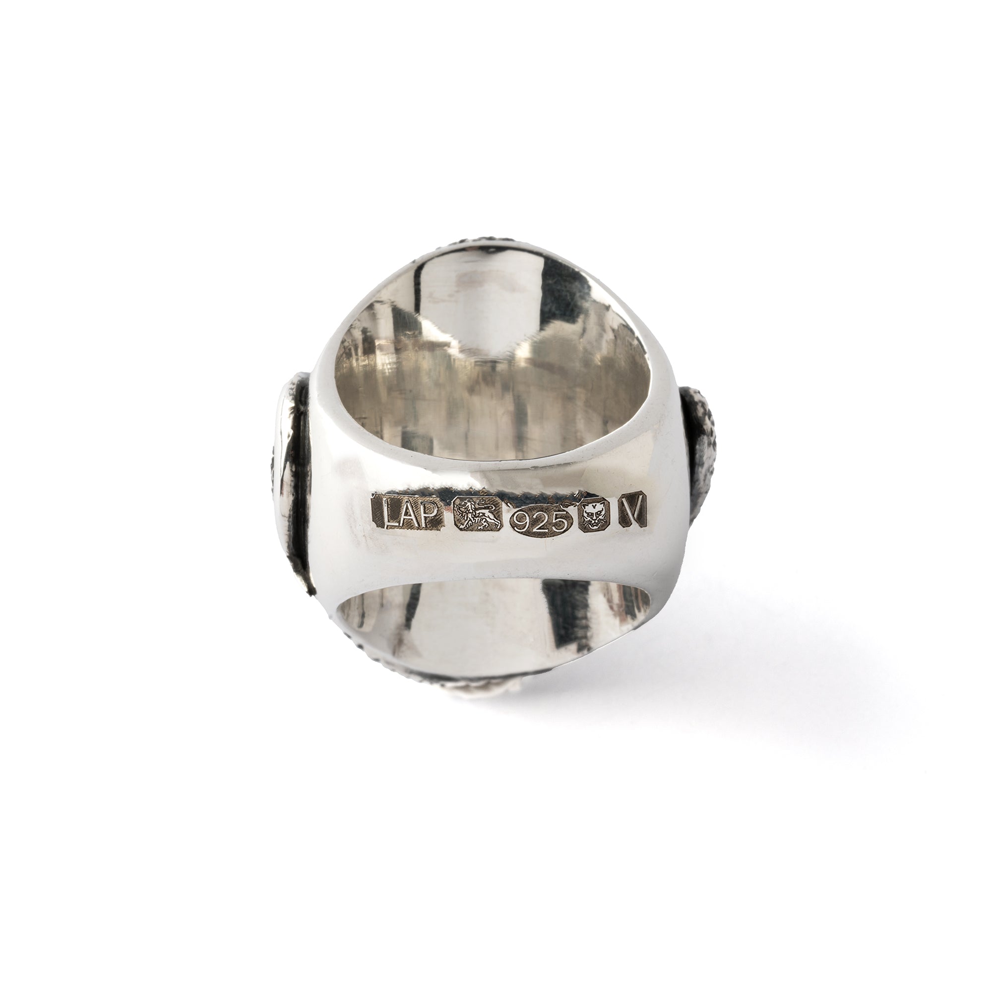 Hallmarked Silver Snake Ring with Labradorite