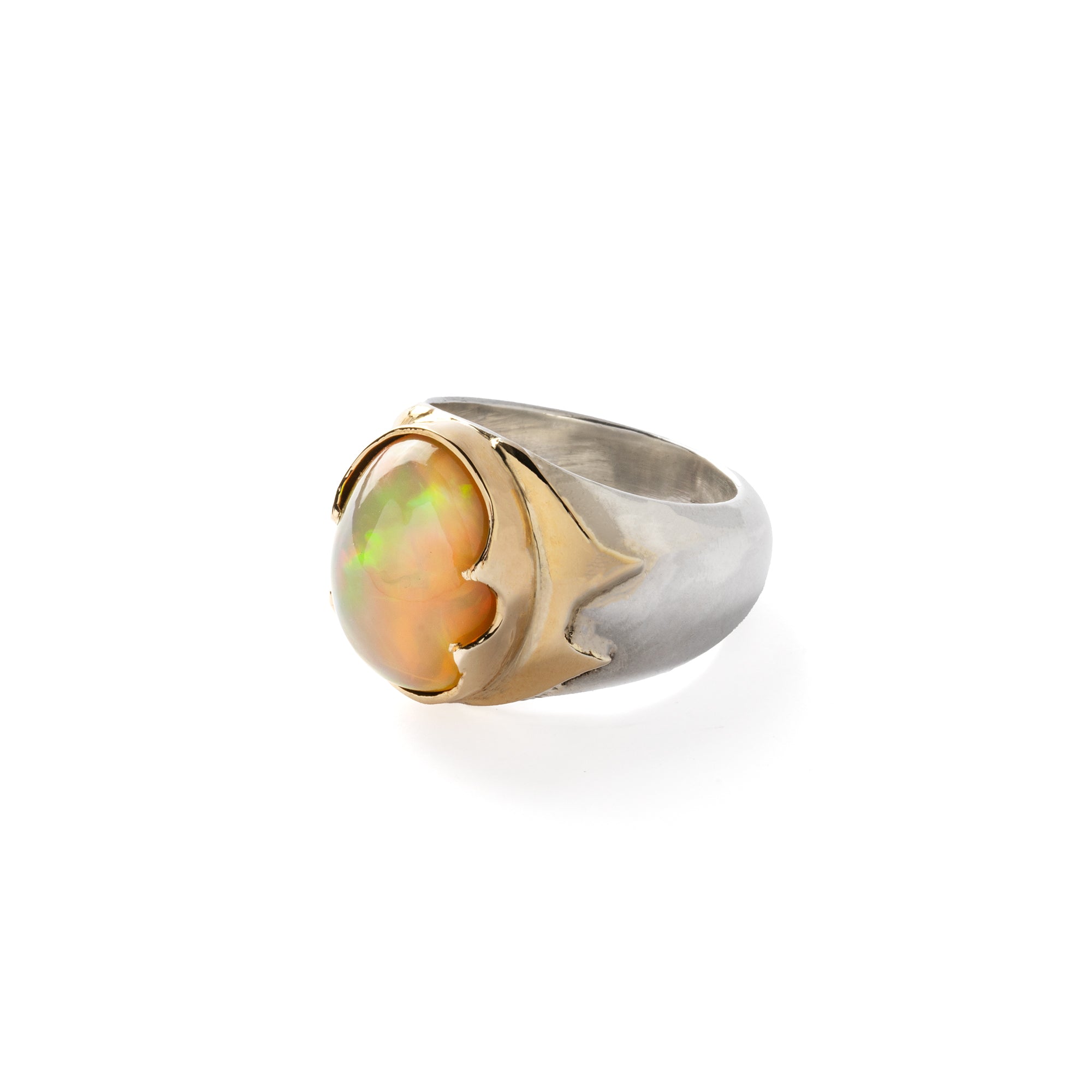 Hallmarked Silver Ring with Ethiopian Opal