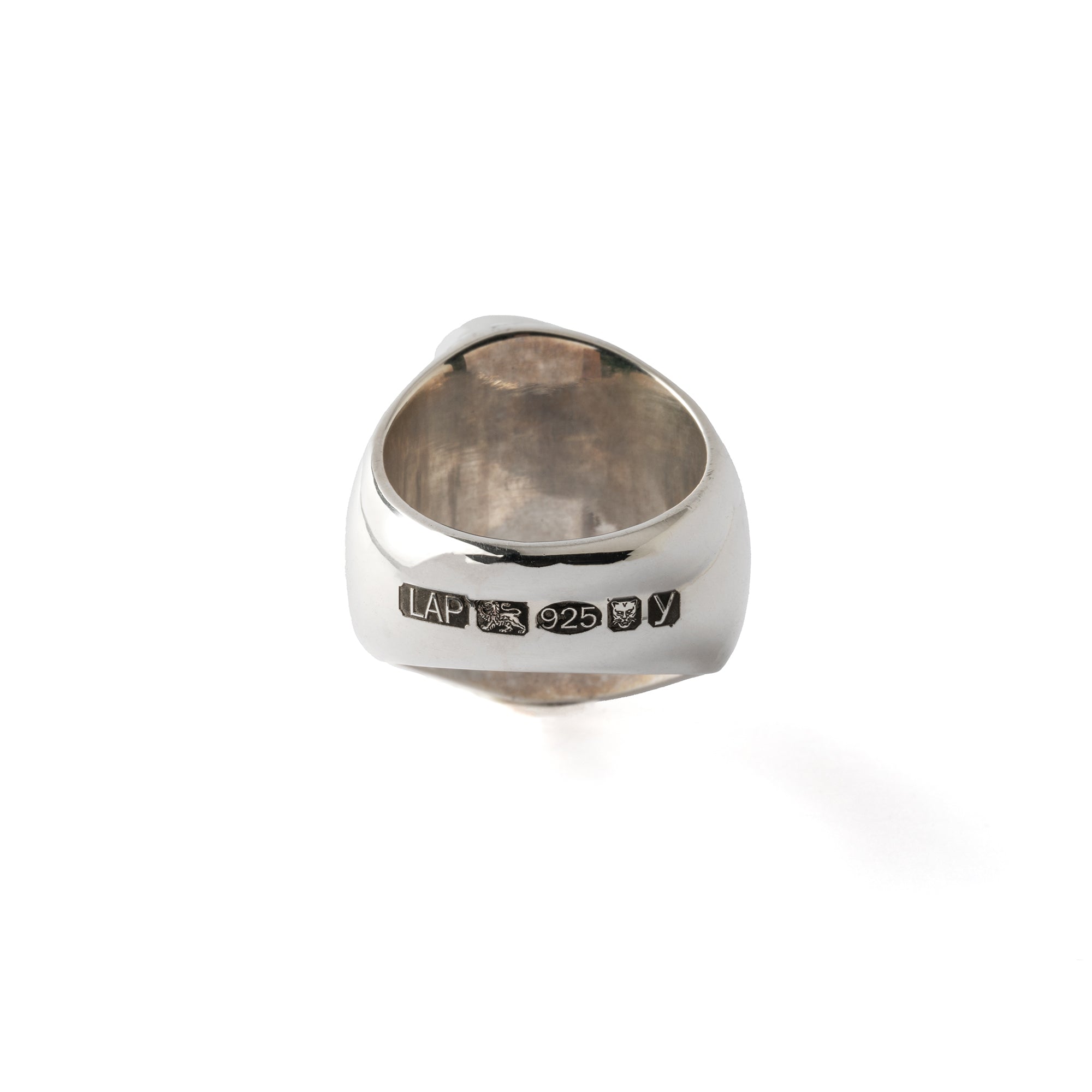 Hallmarked Silver Ring with Spiderweb Turquoise