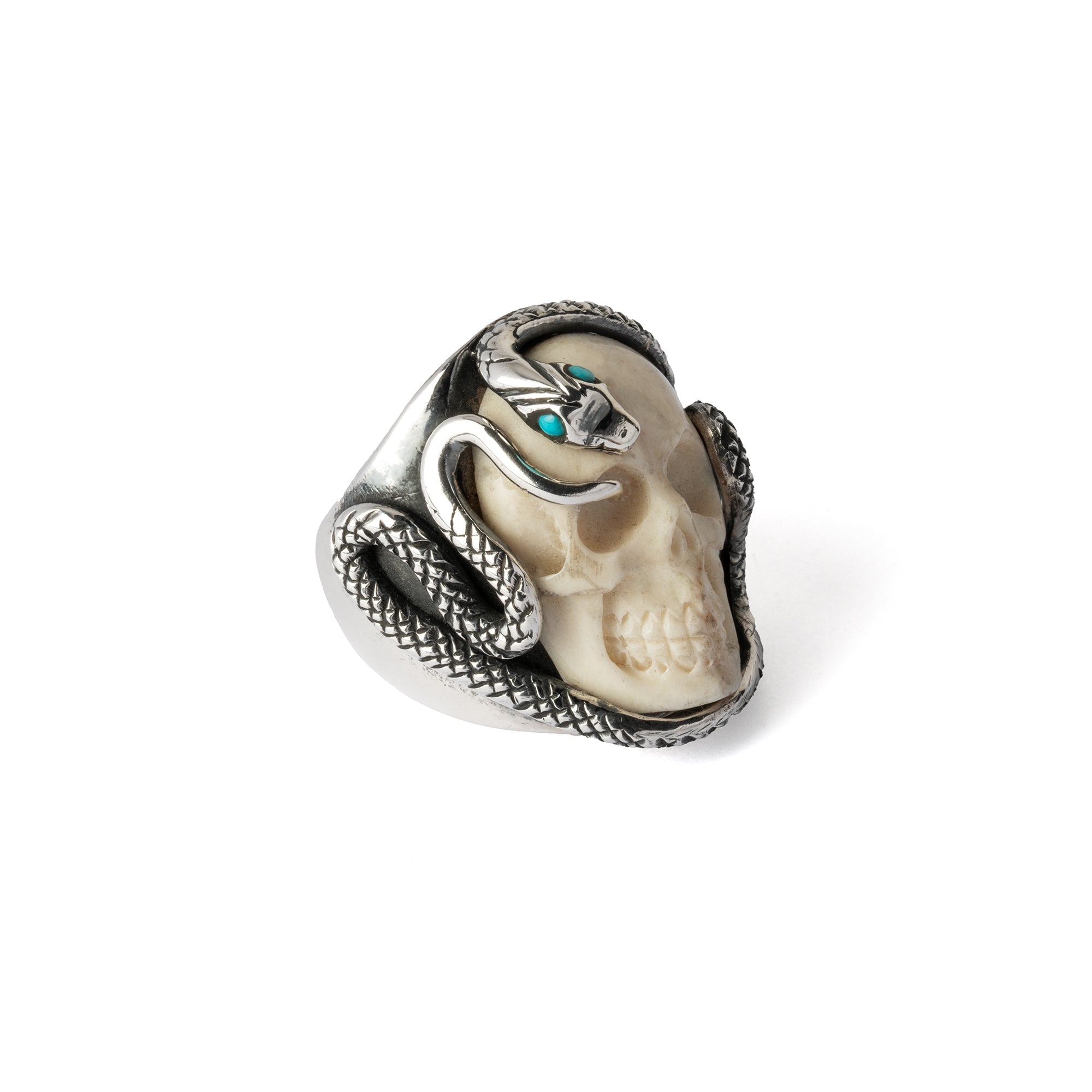 Bague Crâne et Serpent en Argent Poinçonné