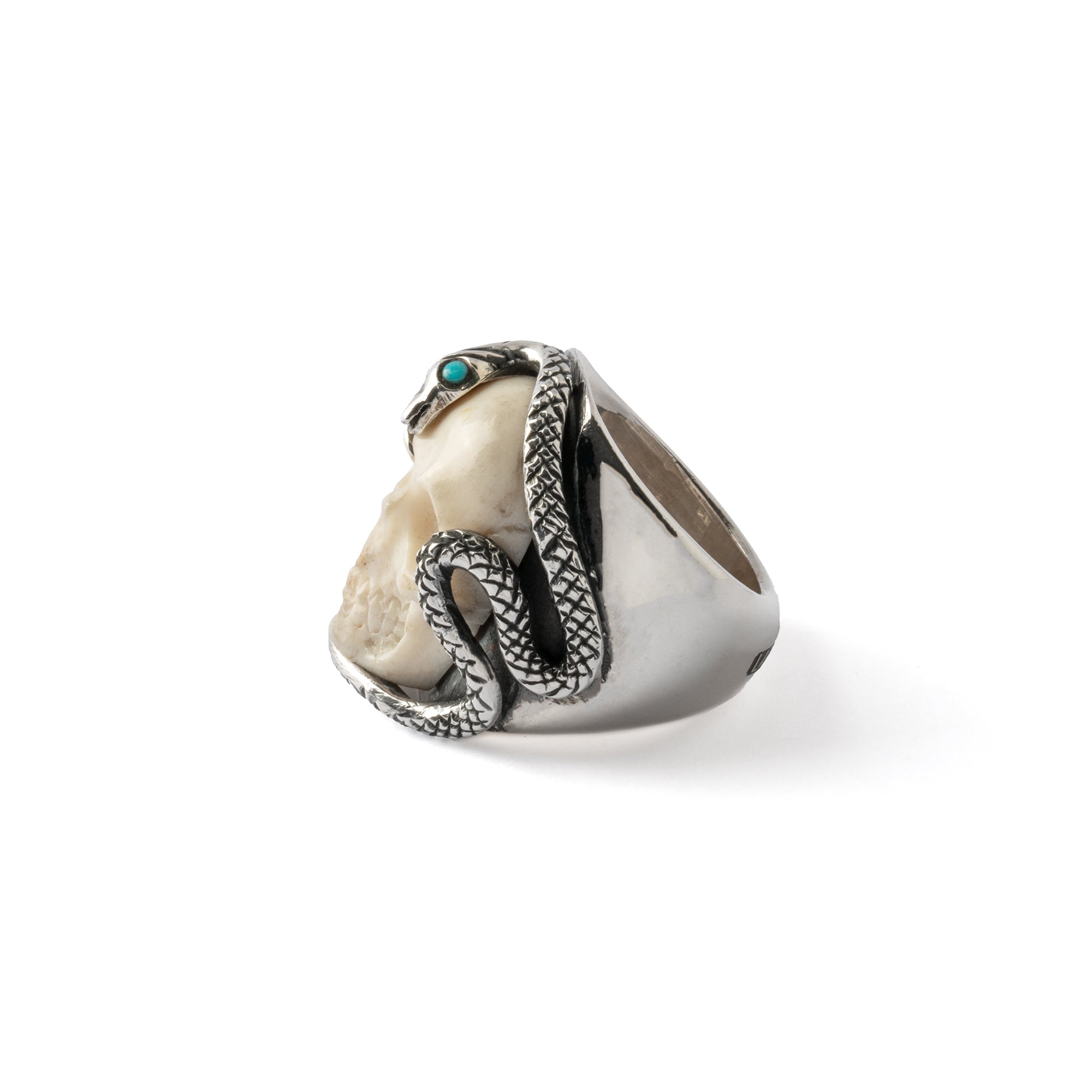 Bague Crâne et Serpent en Argent Poinçonné