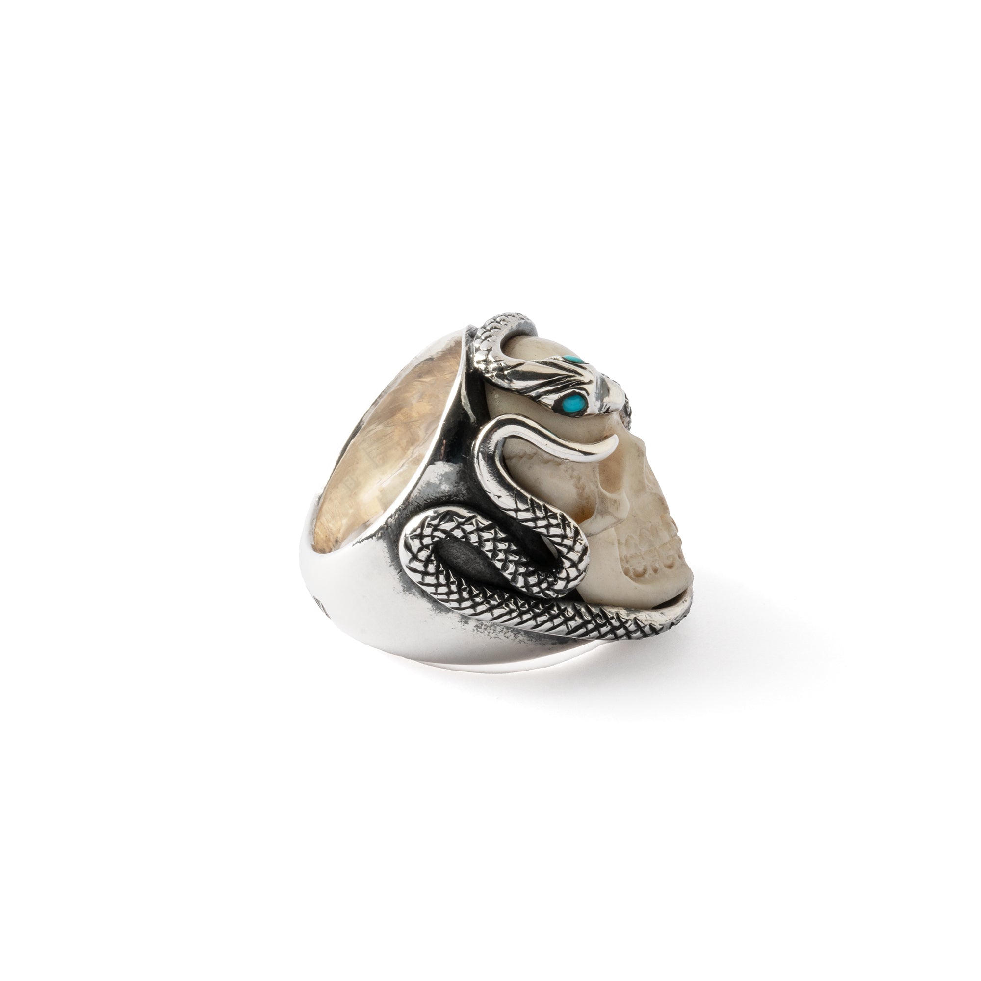 Bague Crâne et Serpent en Argent Poinçonné