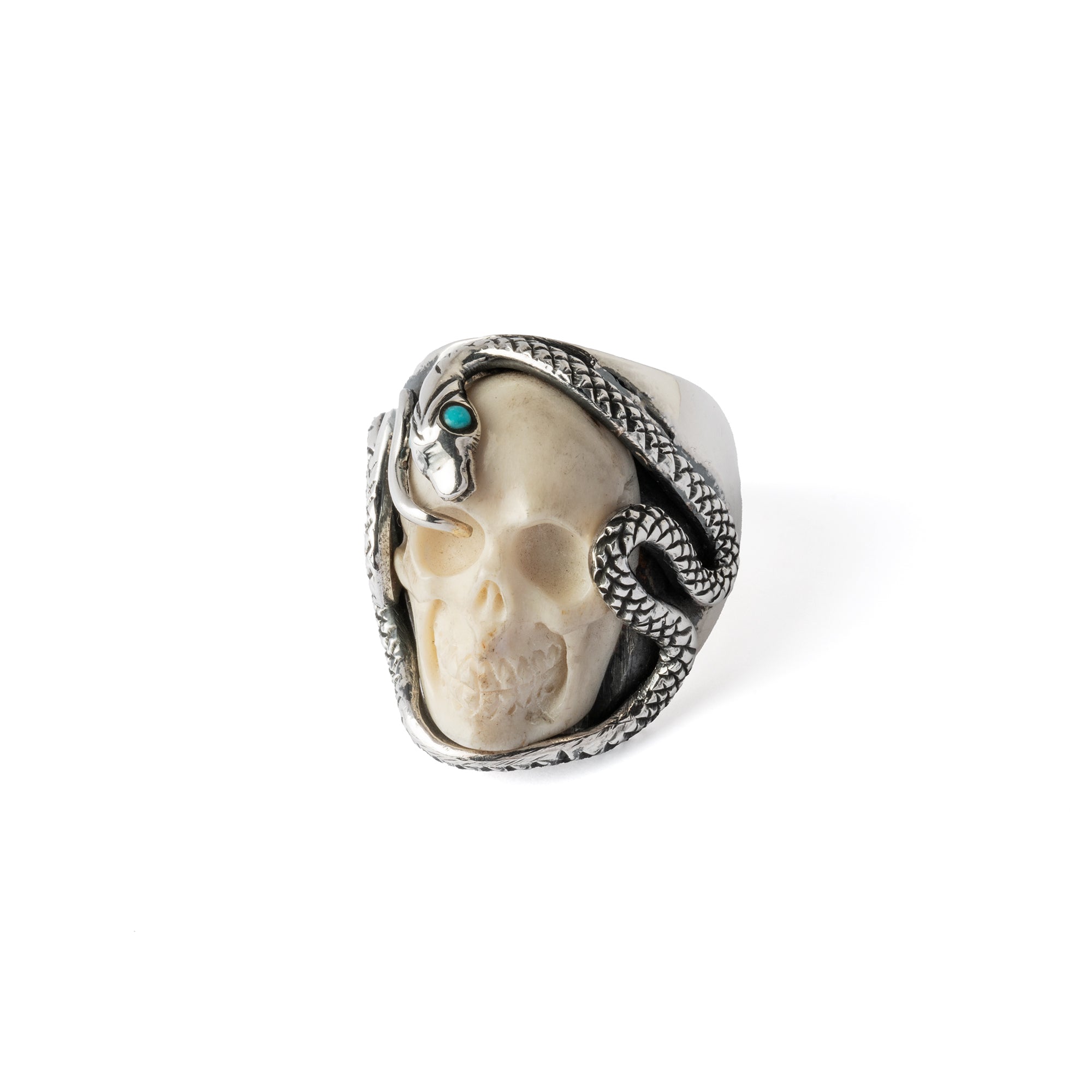 Bague Crâne et Serpent en Argent Poinçonné