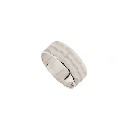 Hammered Silver Band Ring side view