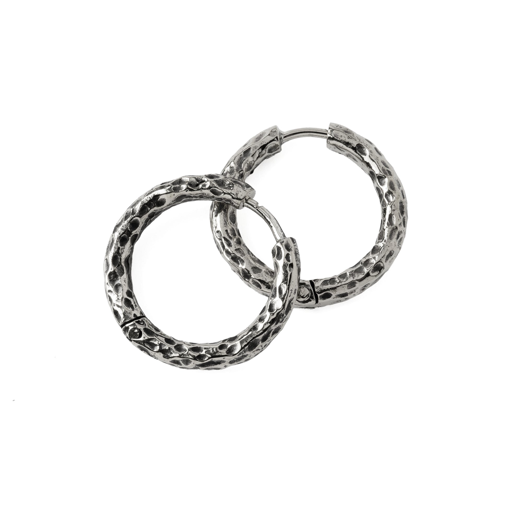 26mm Hammered Silver Clicker Hoops earrings
