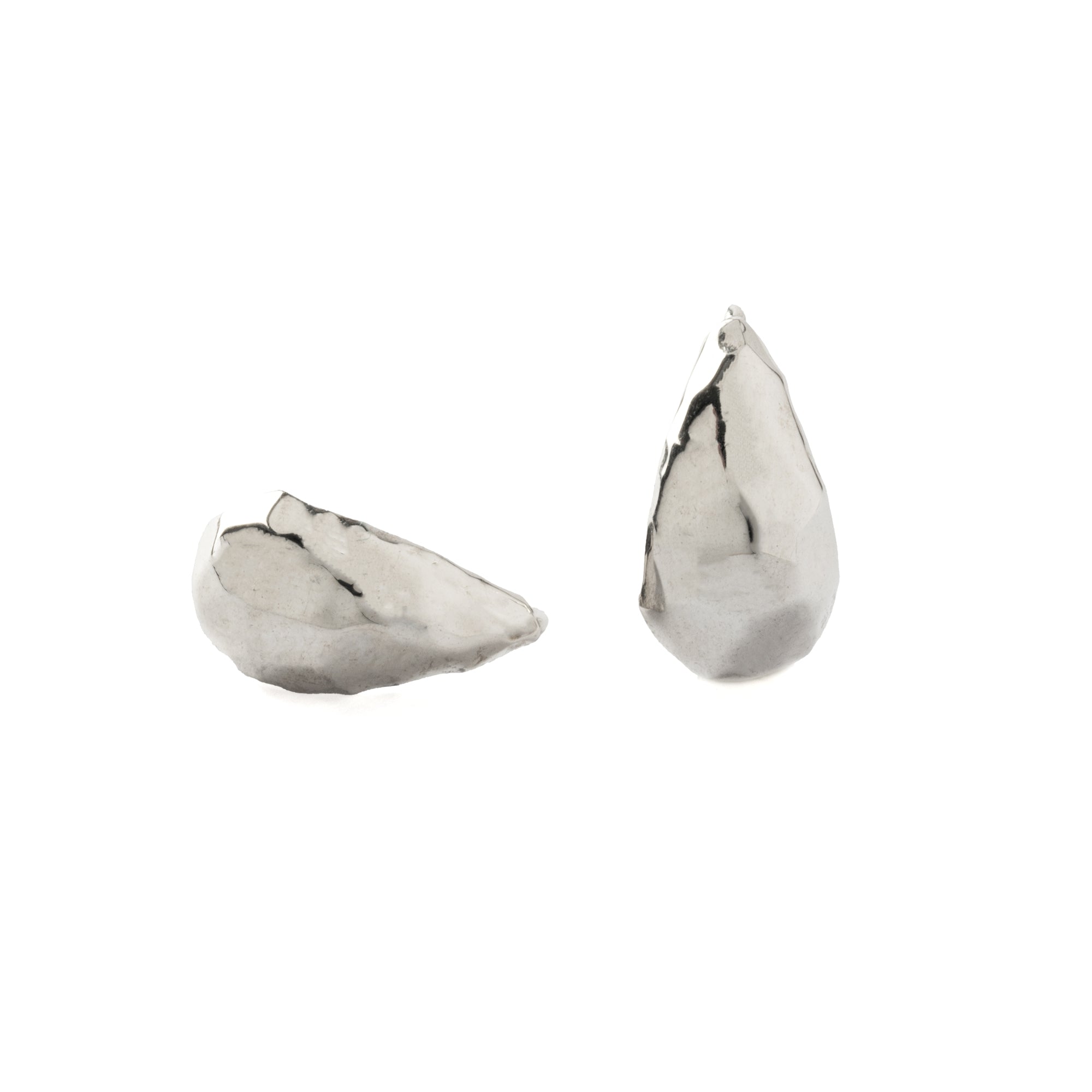 Hammered Silver Teardrop Huggies