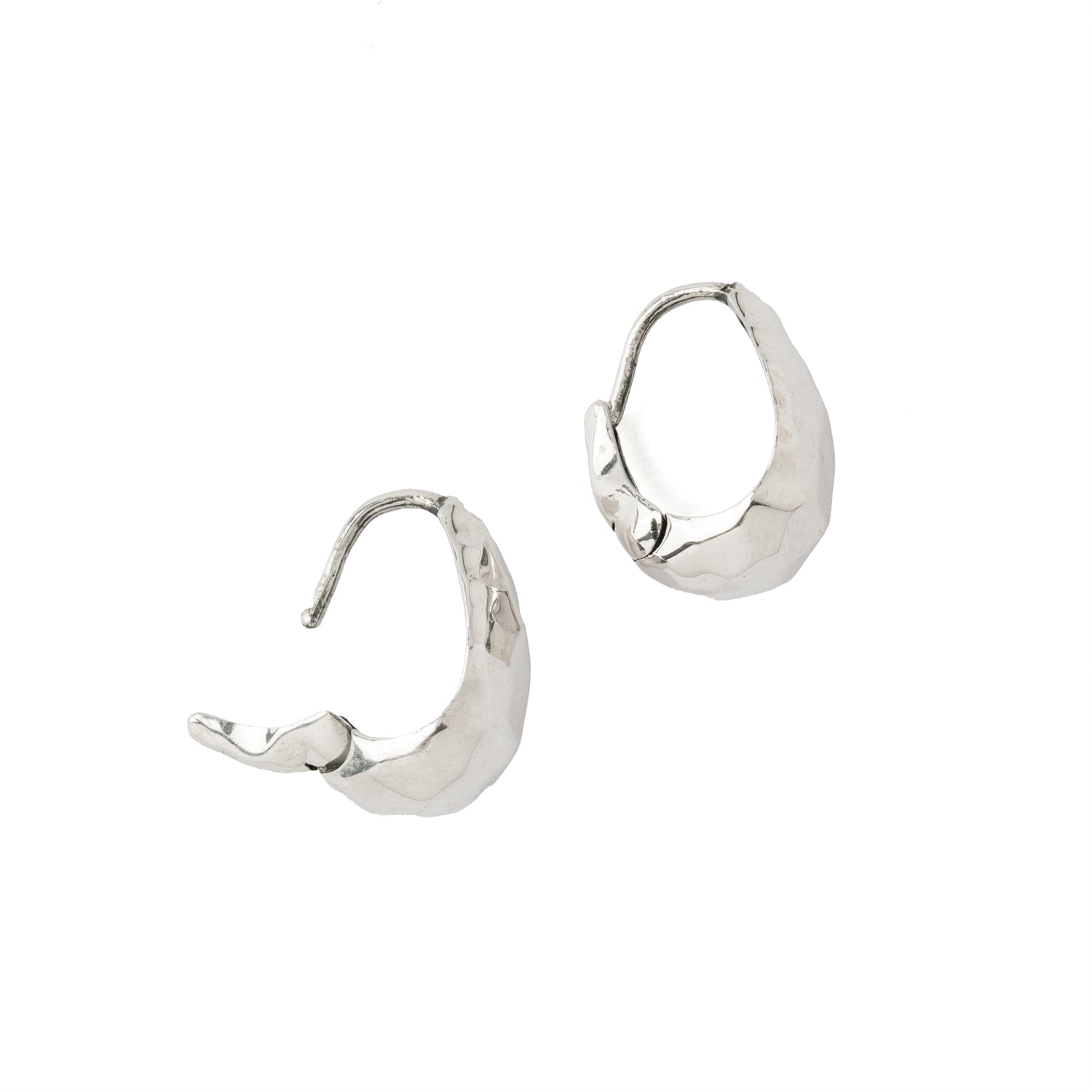 Hammered Silver Teardrop Huggies