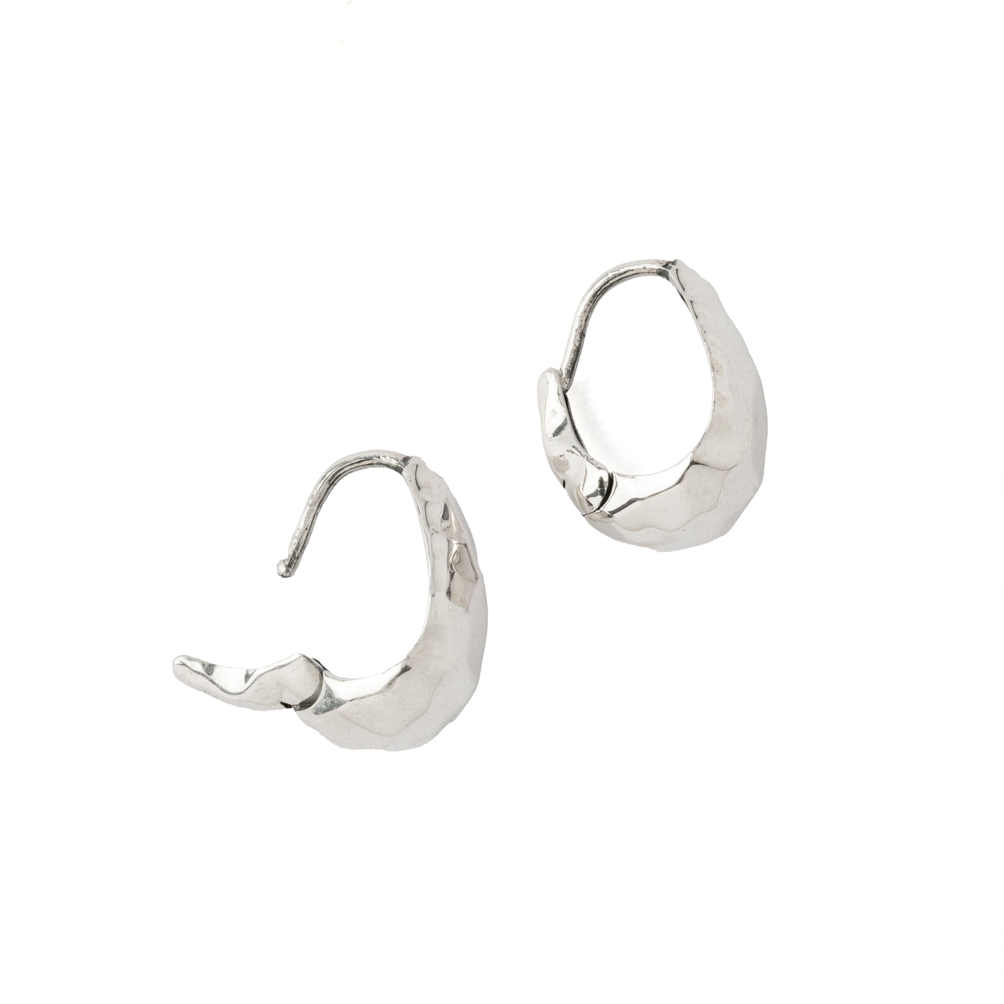 Hammered Silver Teardrop Huggies