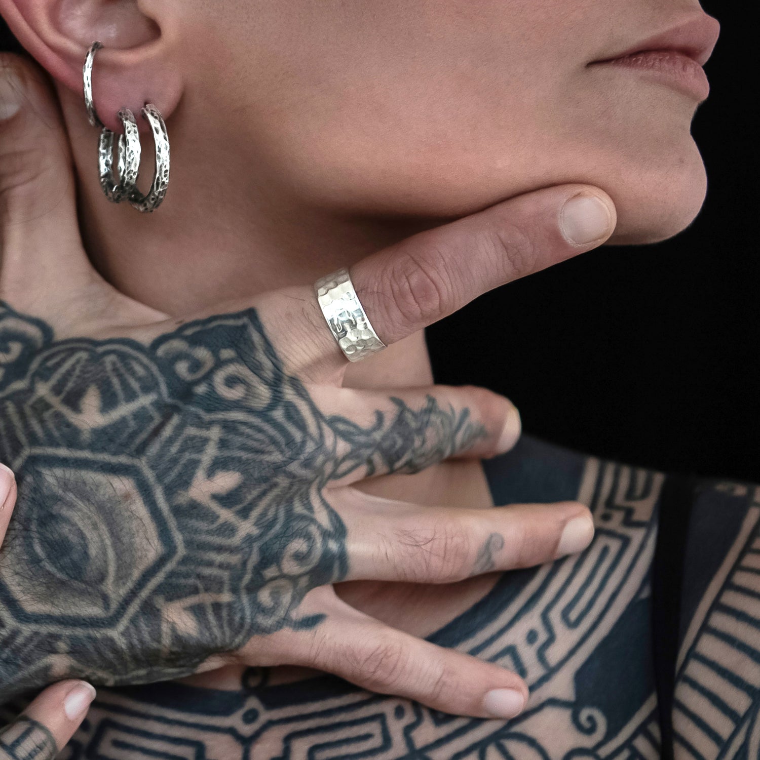 Hammered Silver Band Ring