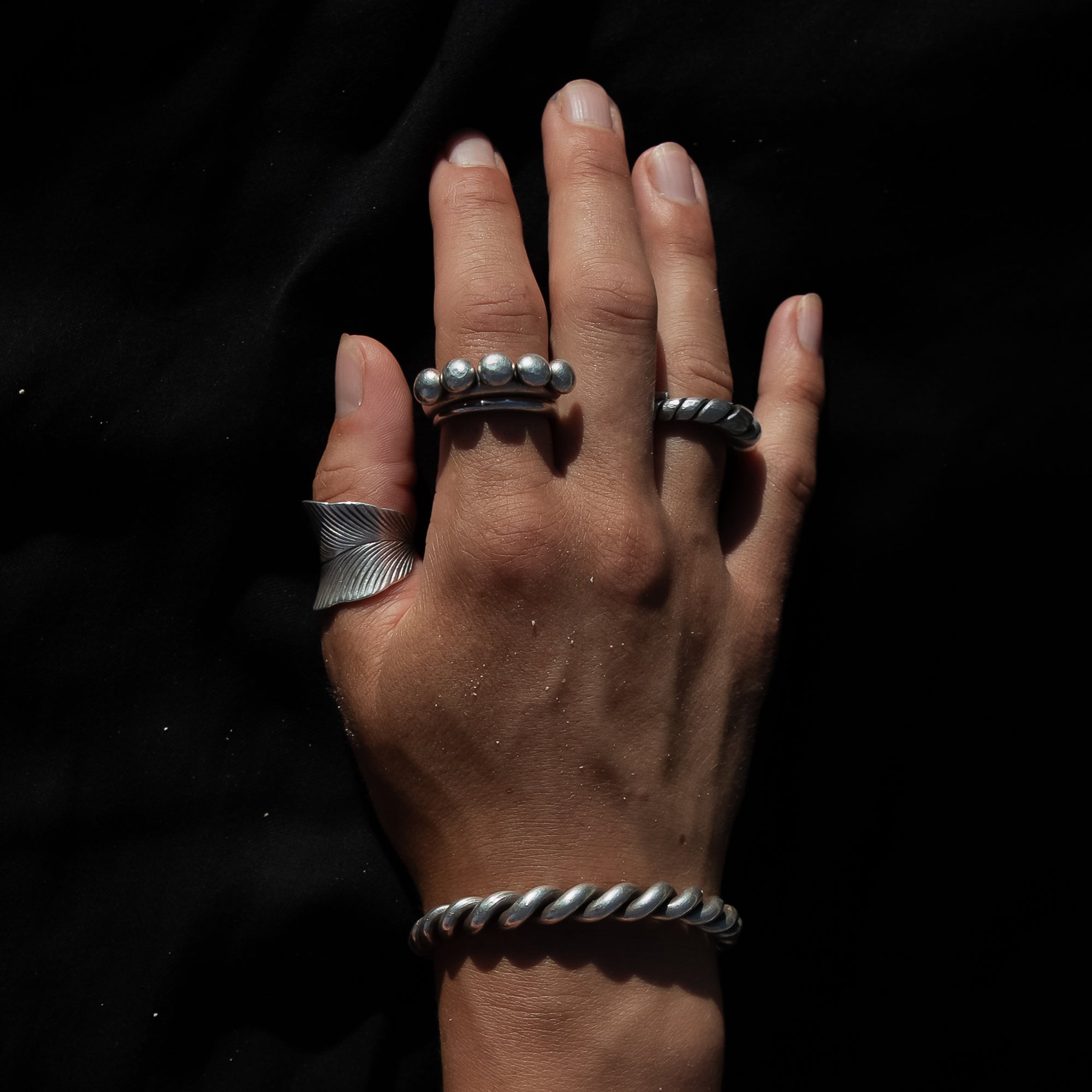 Five Spheres Silver Ring